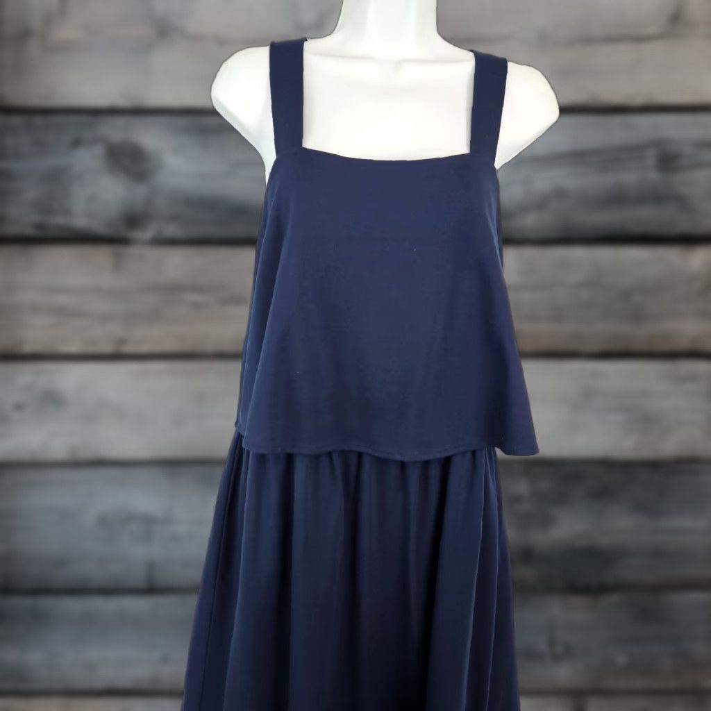 J. Jill J Jill Dress Small Solid Blue Sleeveless Tiered Cross Strap A-Line Womens Size S / US 4 / IT 40 - 1 Thumbnail