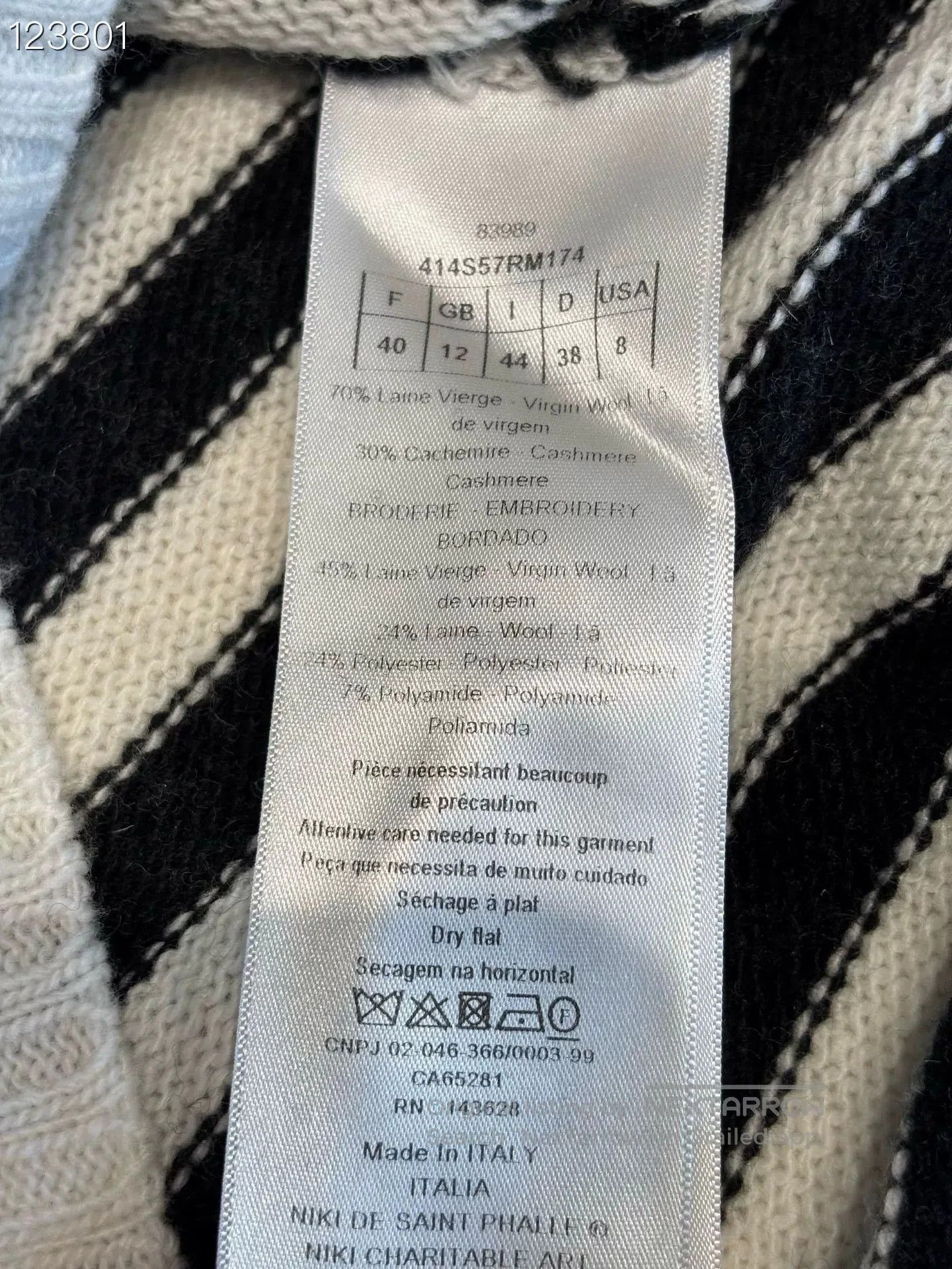 Dior Dior Black White Stripe Cashmere Knit Sweater. Size S / US 4 / IT 40 - 5 Thumbnail