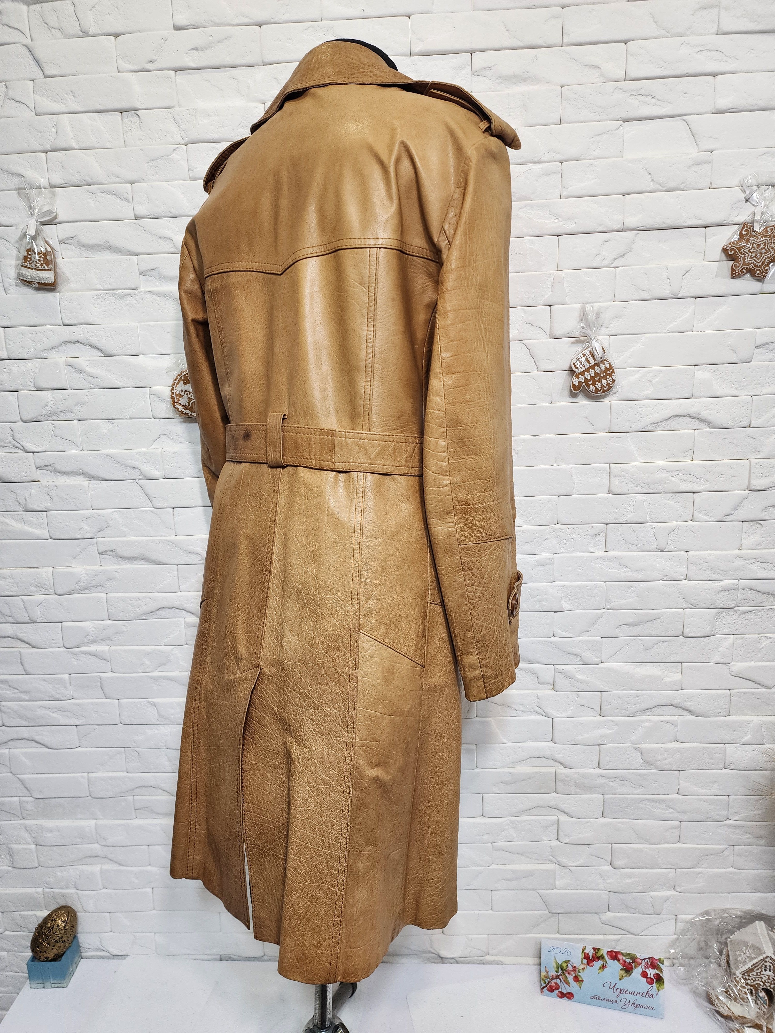 Genuine Leather Brown Genuine Leather Men's Coat with Belt Size US L / EU 52-54 / 3 - 4 Thumbnail