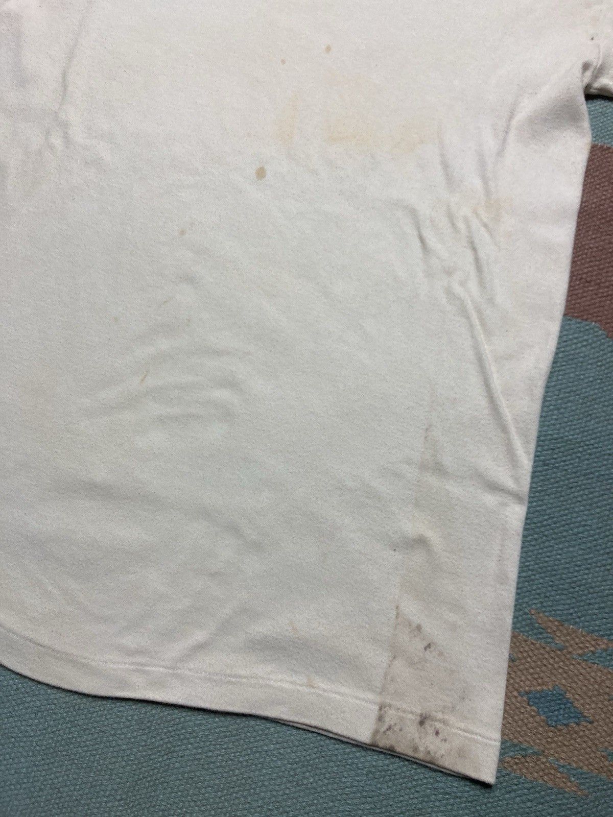 Vintage 1950s t shirt blank white soft cotton stained grunge large Size US L / EU 52-54 / 3 - 6 Thumbnail
