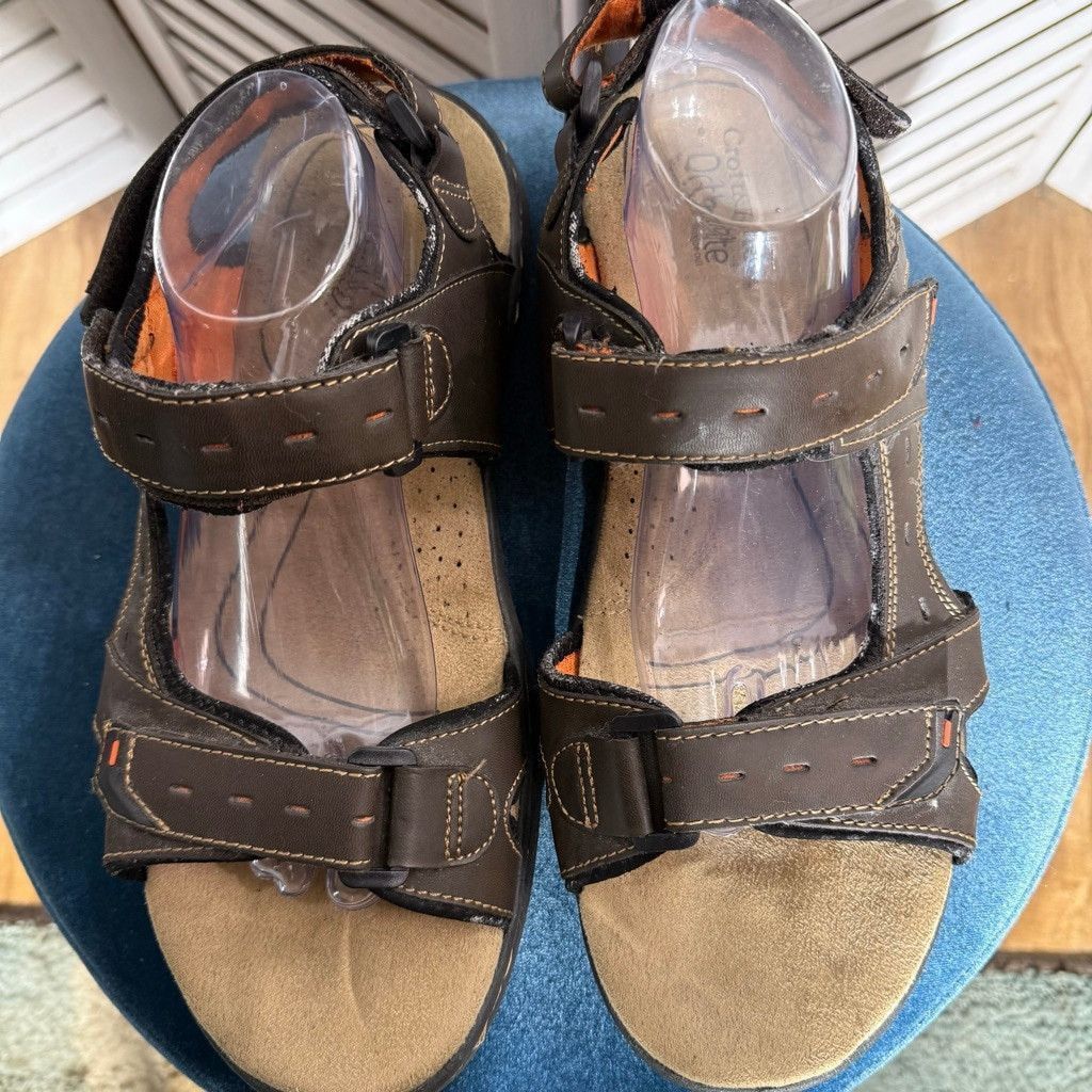 Croft & Barrow CB brown hook & loop closure leather beach sandals sz 12 Size US 12 / EU 45 - 4 Thumbnail