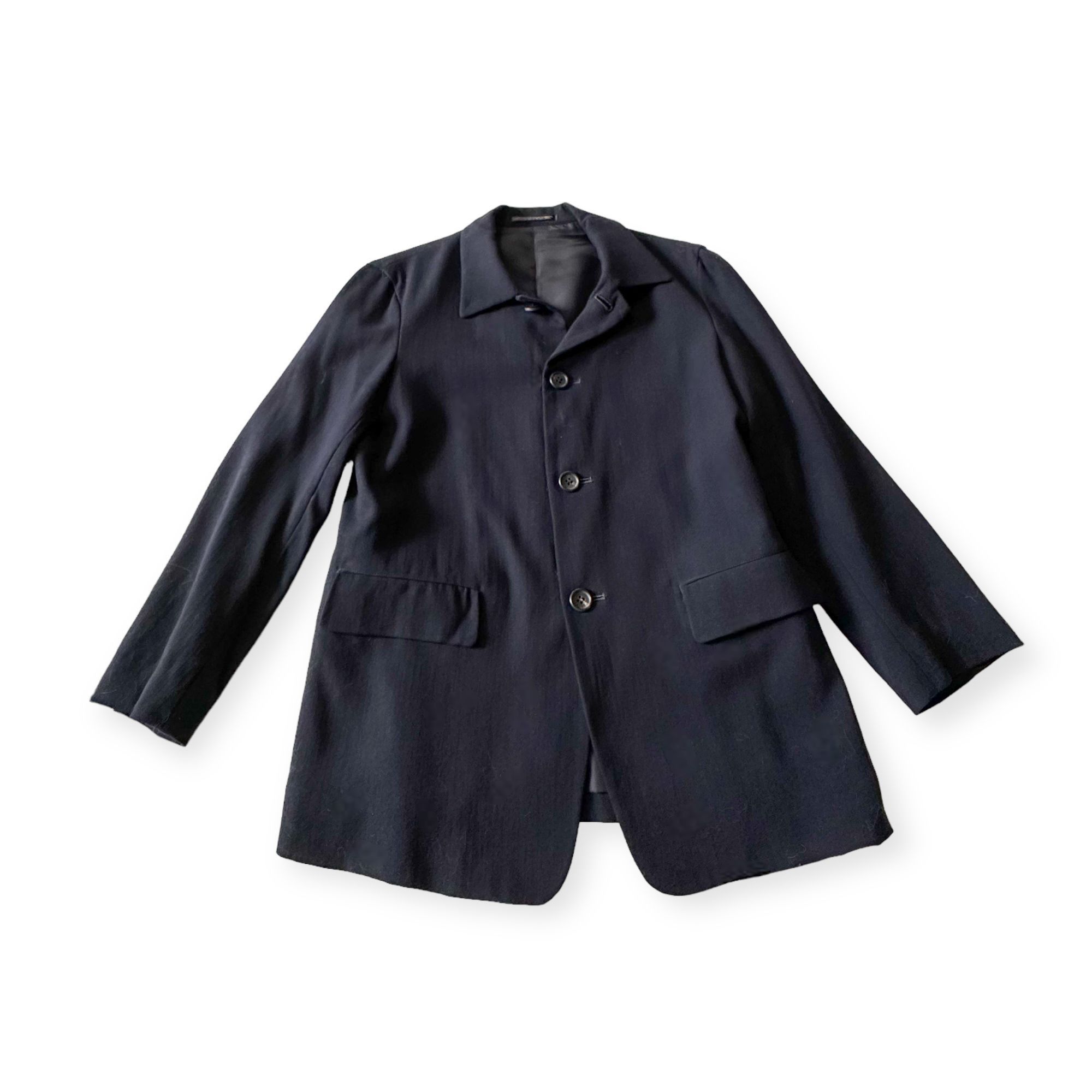 image of Vintage 1996 A/w Collection Y's Yohji Yamamoto Navy Wool Jac in Navy Blue, Women's (Size Medium)