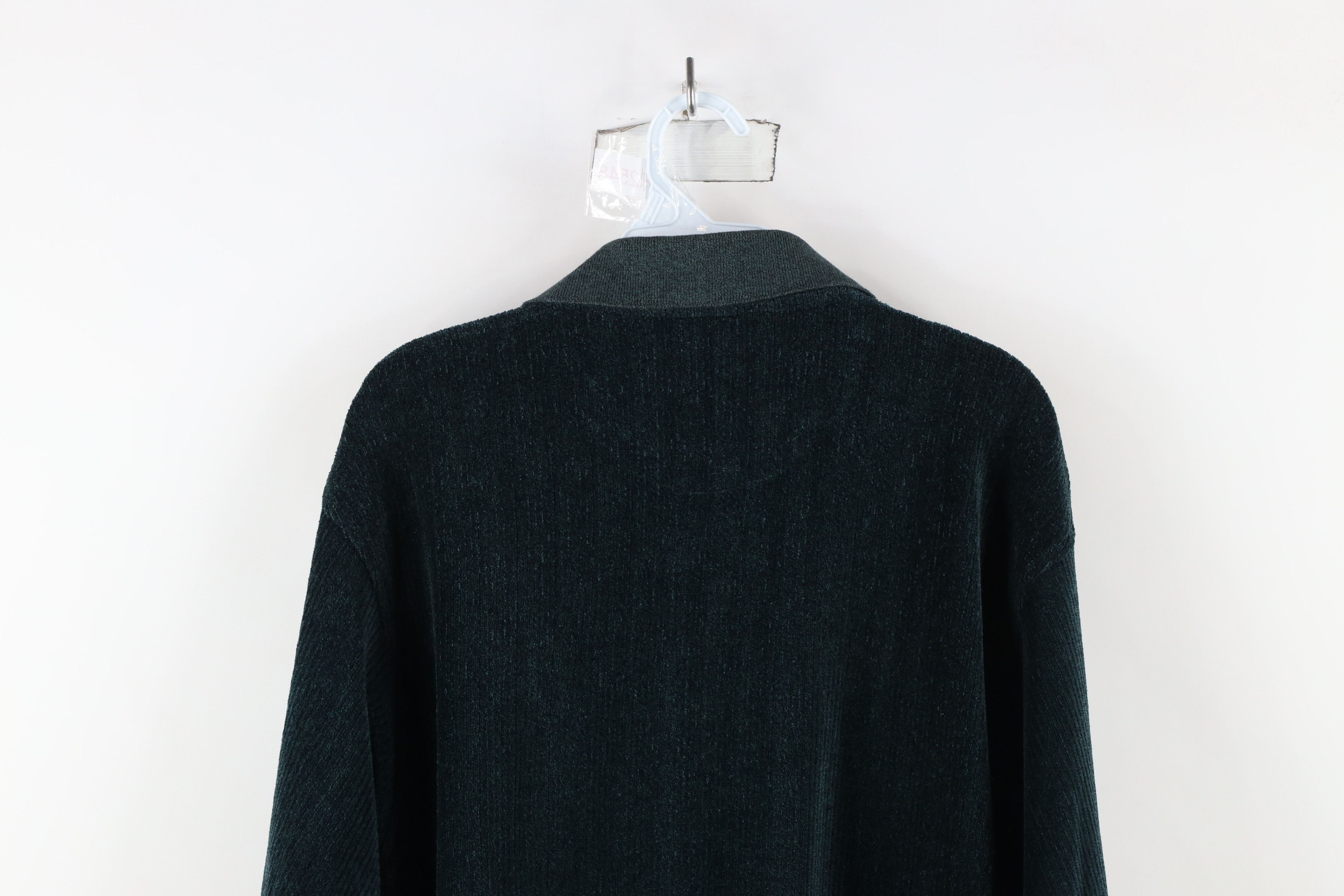 Vintage Vintage 90s Streetwear Ribbed Fleece Long Sleeve Polo Green Size US S / EU 44-46 / 1 - 11 Thumbnail
