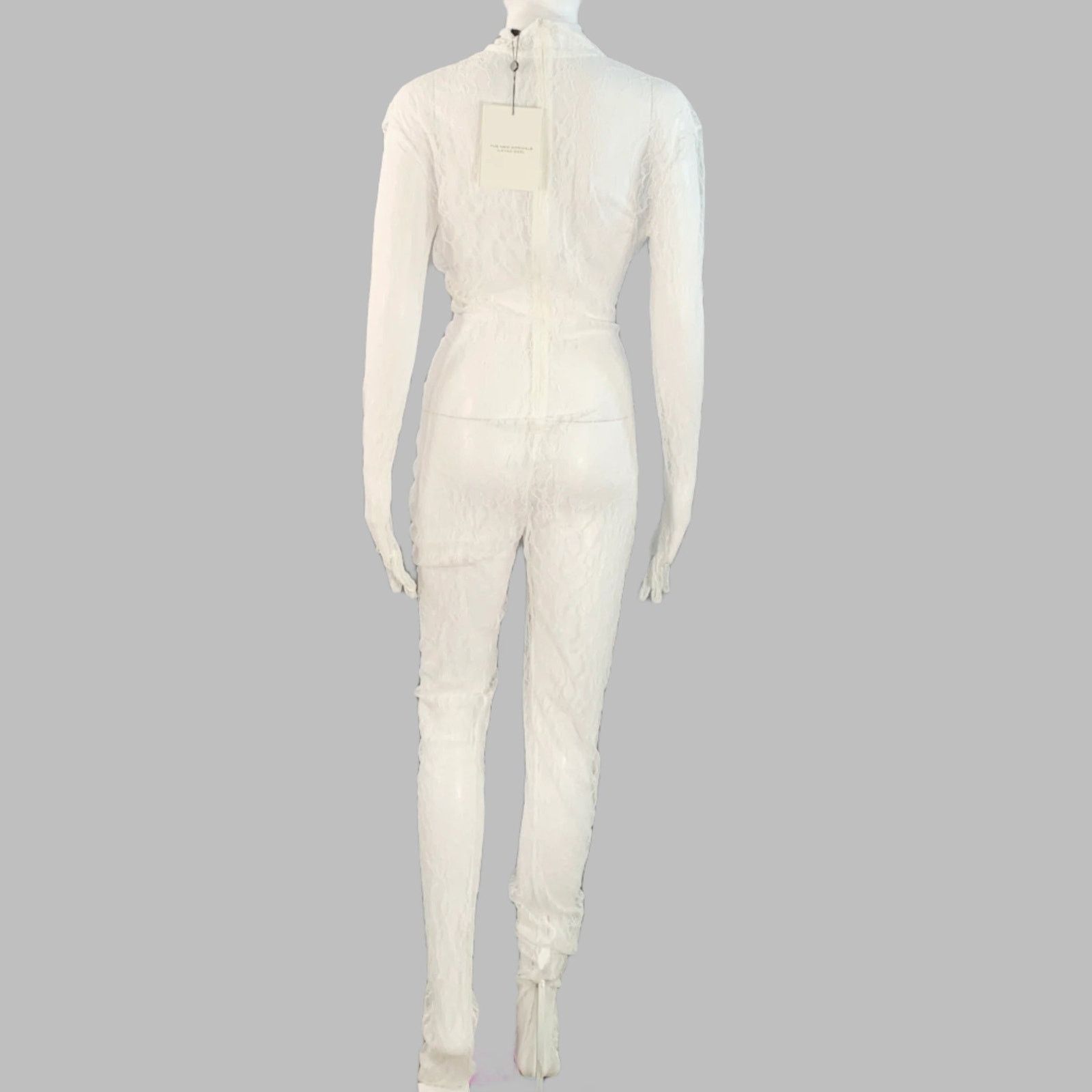 Other Size M White See Through Polyester Lace Bodysuit Size M / US 6-8 / IT 42-44 - 3 Thumbnail