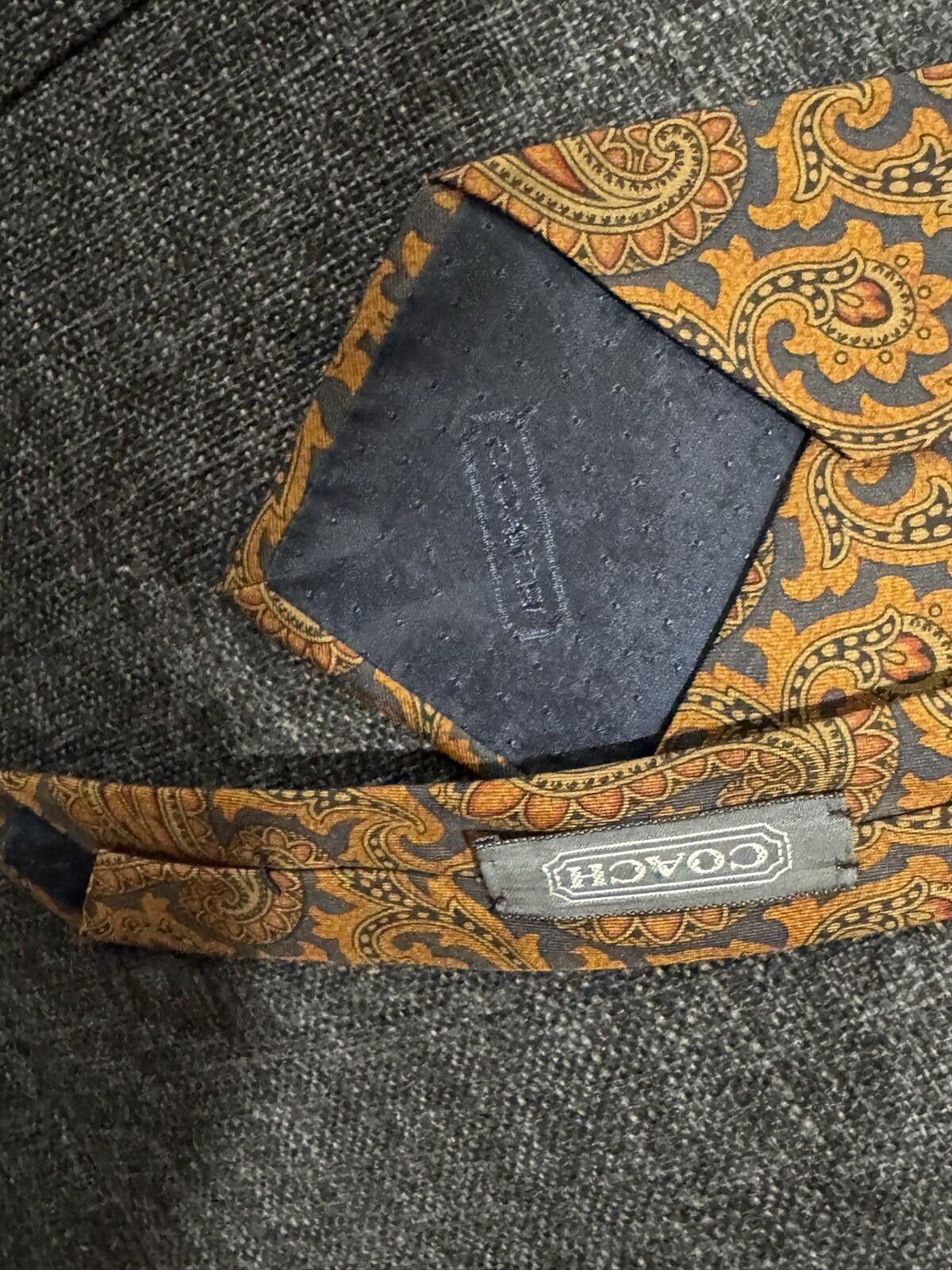 Coach COACH Men's 100% Silk Necktie ITALY Luxury Designe tan Black Size ONE SIZE - 5 Thumbnail