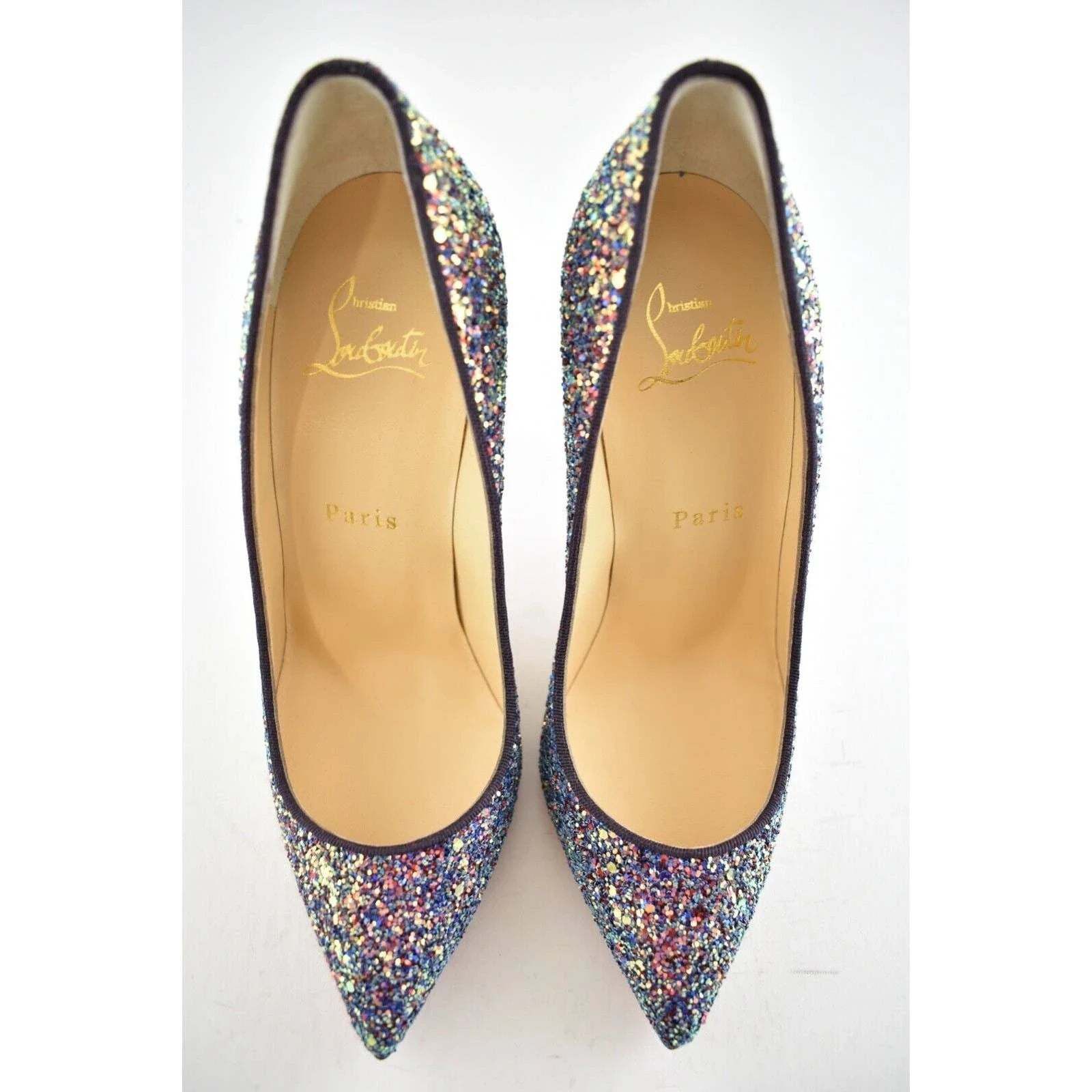 Christian Louboutin Pigalle Follies 100 Glitter Milkyway Blue Red Heel Pump 36.5 Size US 6.5 / IT 36.5 - 6 Thumbnail