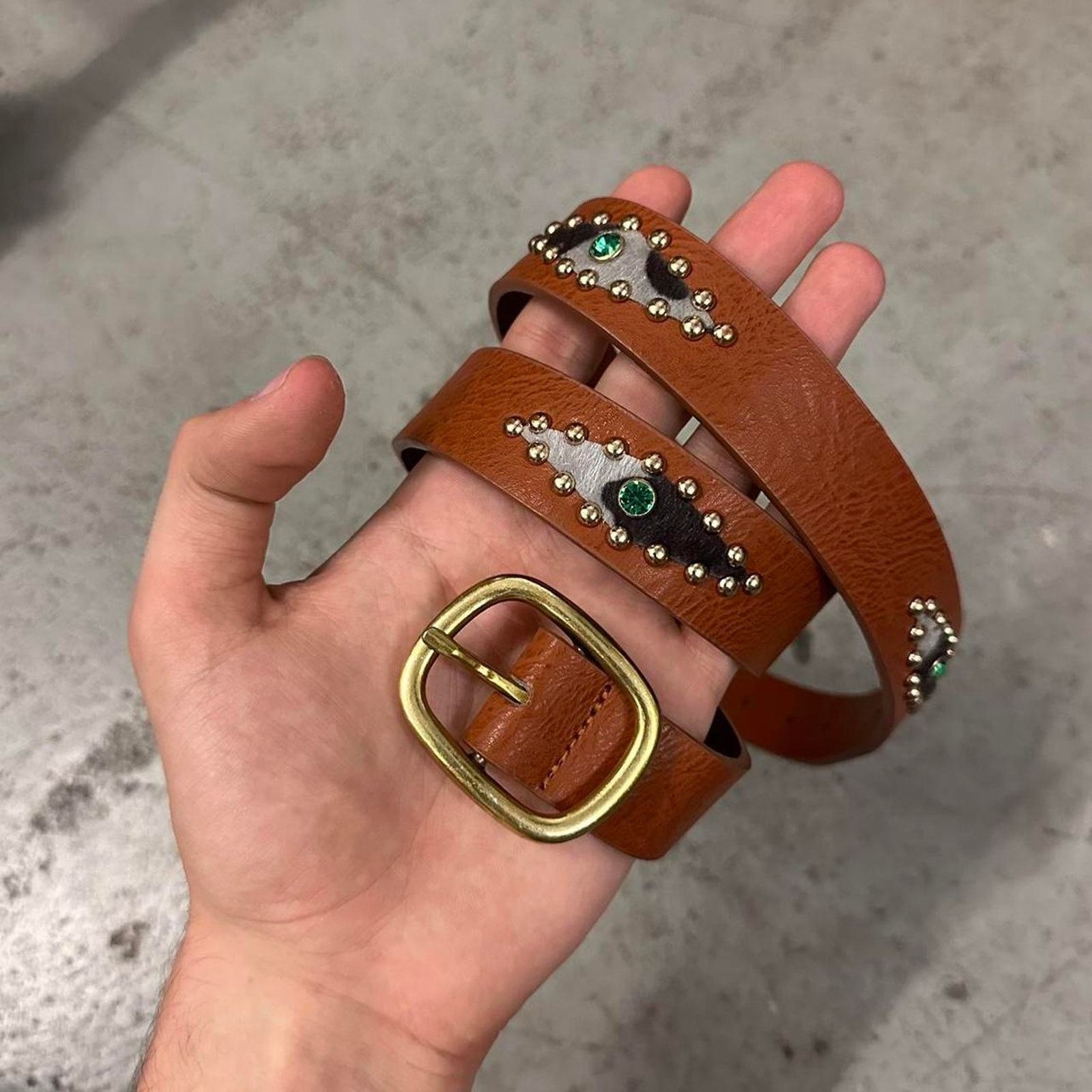 Other Brown studded cowhide western style WMNS Size ONE SIZE - 2 Thumbnail