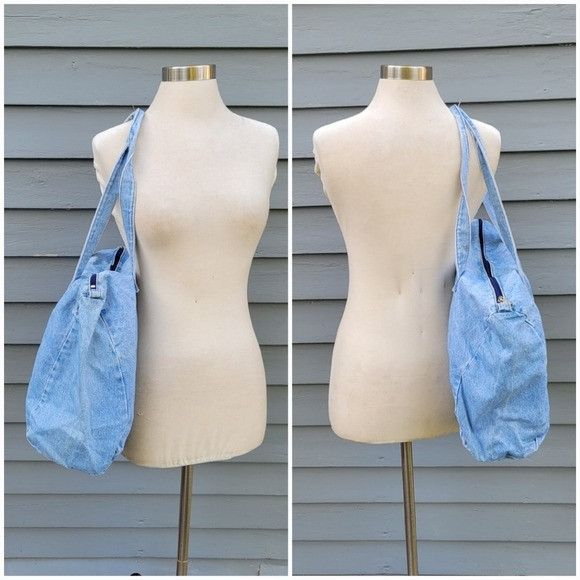 Vintage 90s y2k Bratz Blue Jean Denim School Hobo Large Lapt