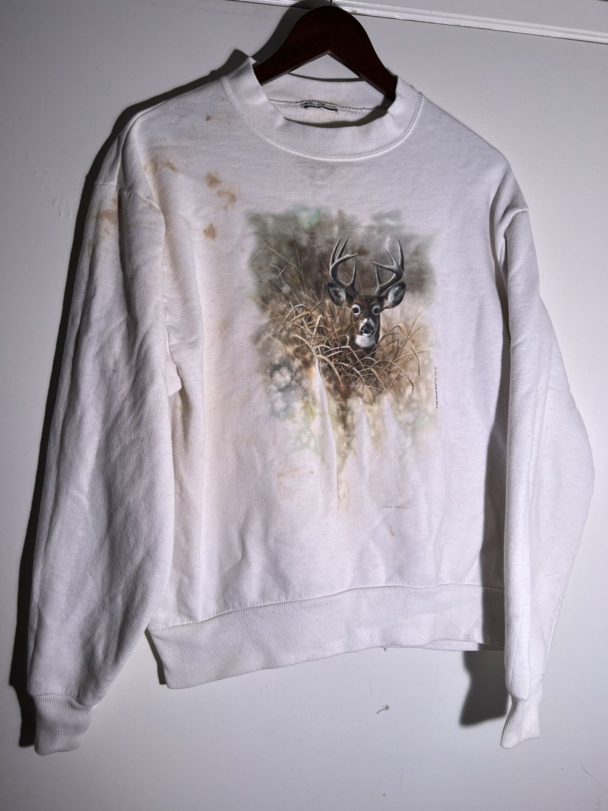 Vintage 90's VTG Vintage Deer Painting Art Retro Nature Sweatshirt Size US M / EU 48-50 / 2 - 1 Thumbnail