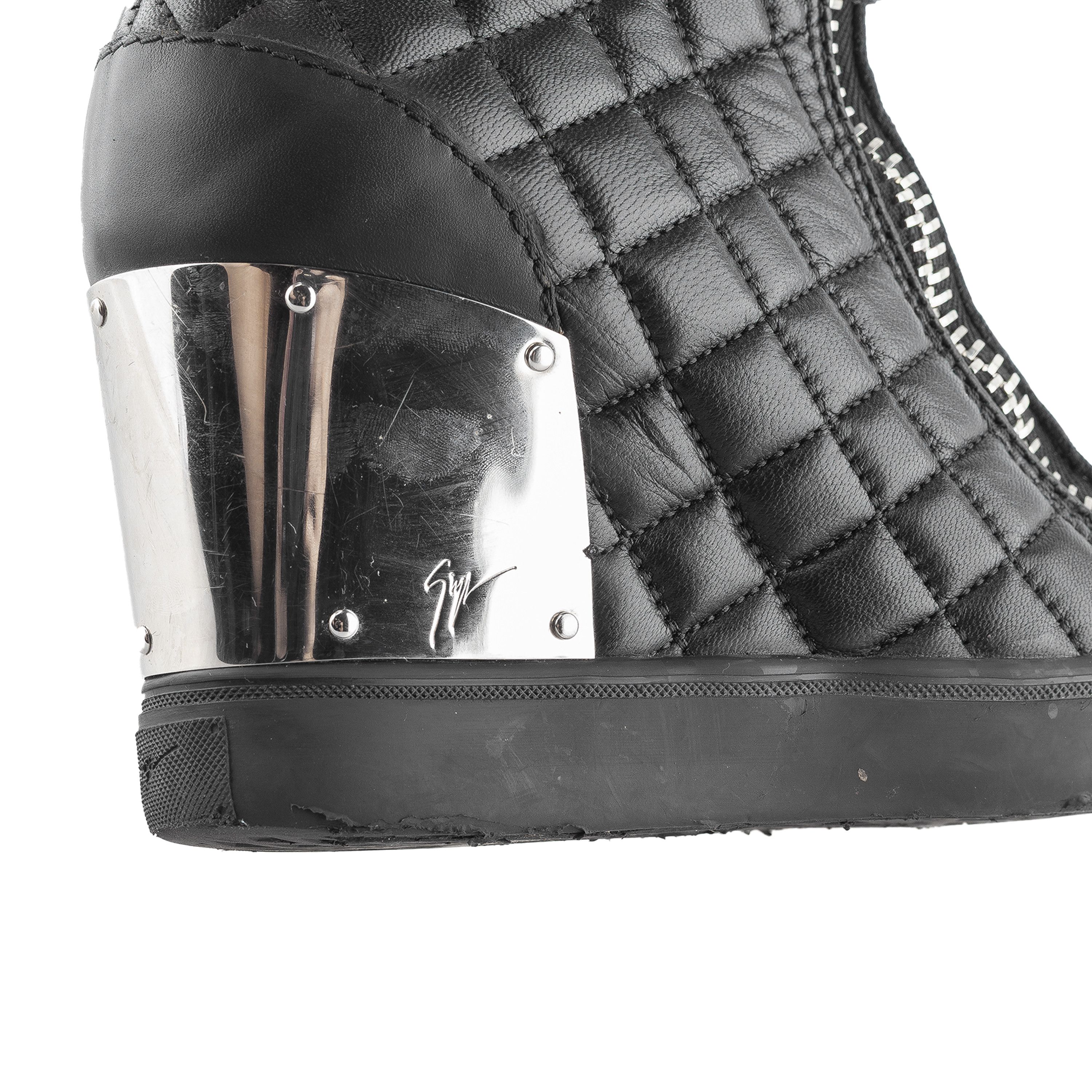 Giuseppe Zanotti Giuseppe Zanotti Black Leather Wedge Sneakers (38 EU) Size US 7 / IT 37 - 7 Thumbnail