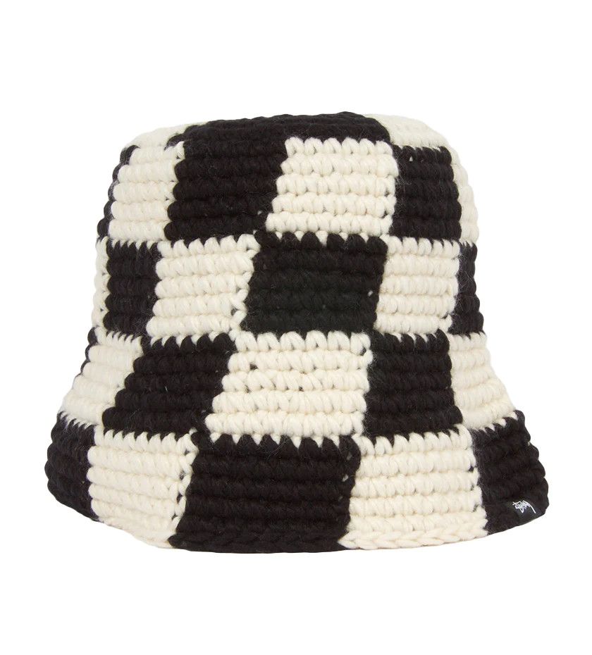 Stussy Checker Knit Bucket Hat (Black) | Grailed