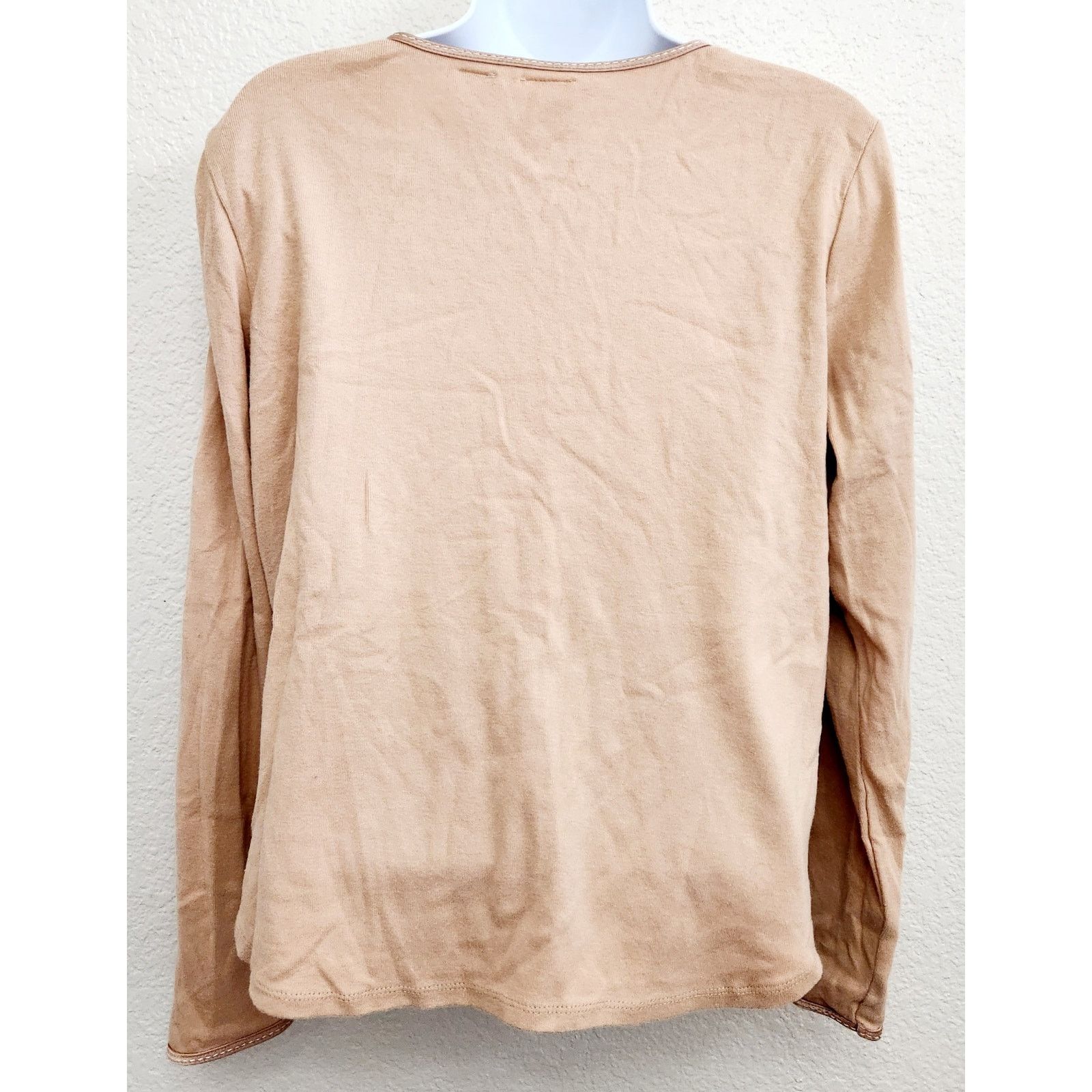 Other Emma James Tan Beige "Suede" Front Panel Top Large Petite Size L / US 10 / IT 46 - 3 Thumbnail
