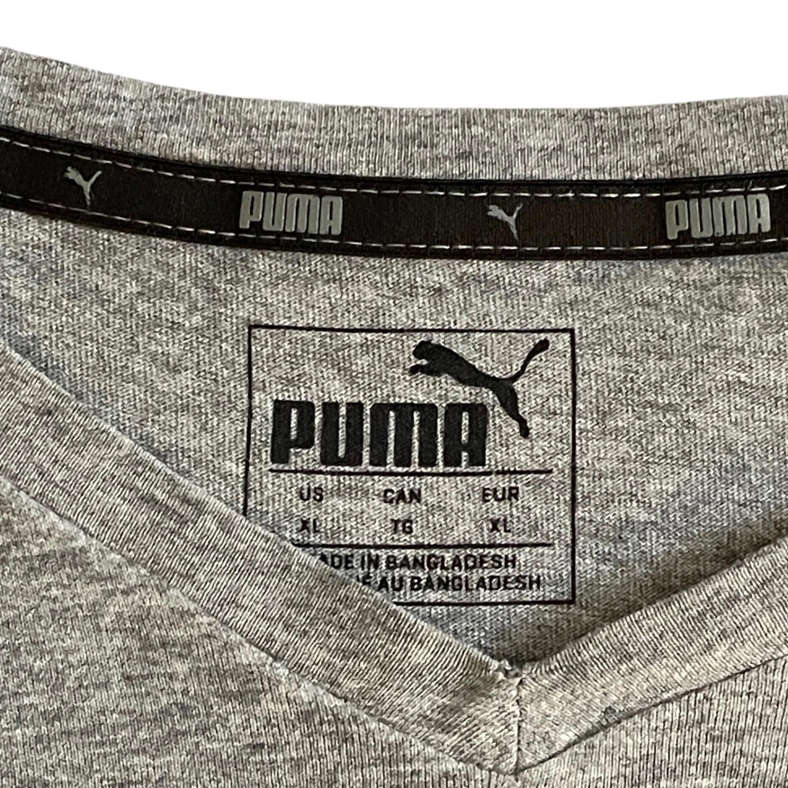 Puma Puma Mens XL Gray V-Neck T-Shirt SS Athletic Casual Tee Size US XL / EU 56 / 4 - 4 Thumbnail