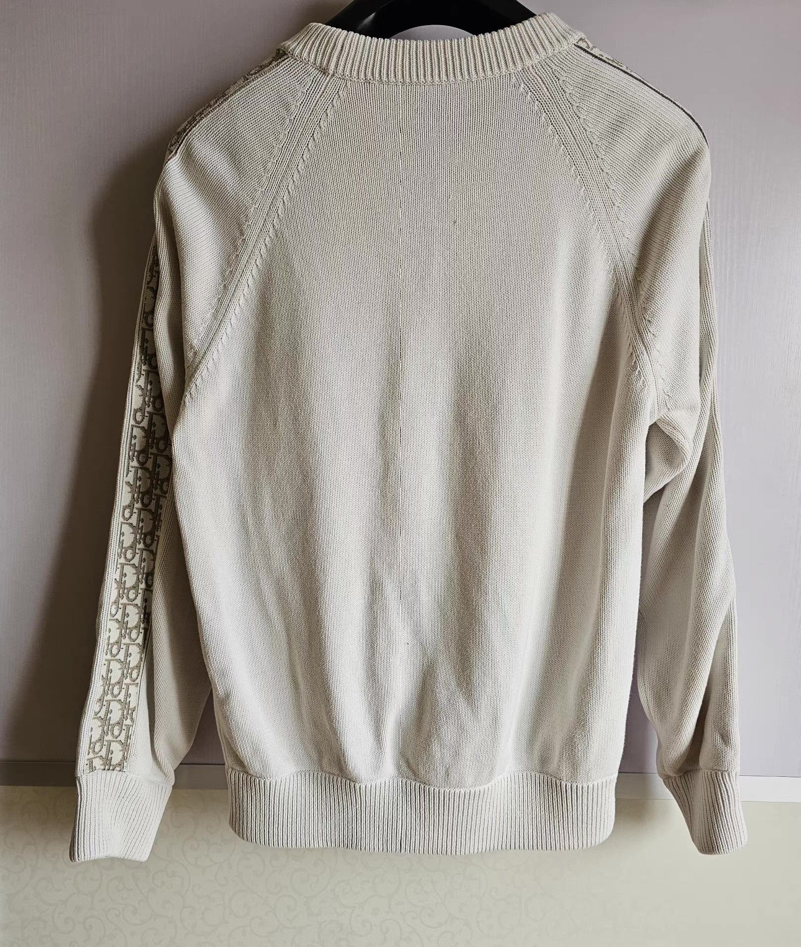 Dior Dior beige knit sweater with jacquard sleeves, Size US M / EU 48-50 / 2 - 2 Thumbnail