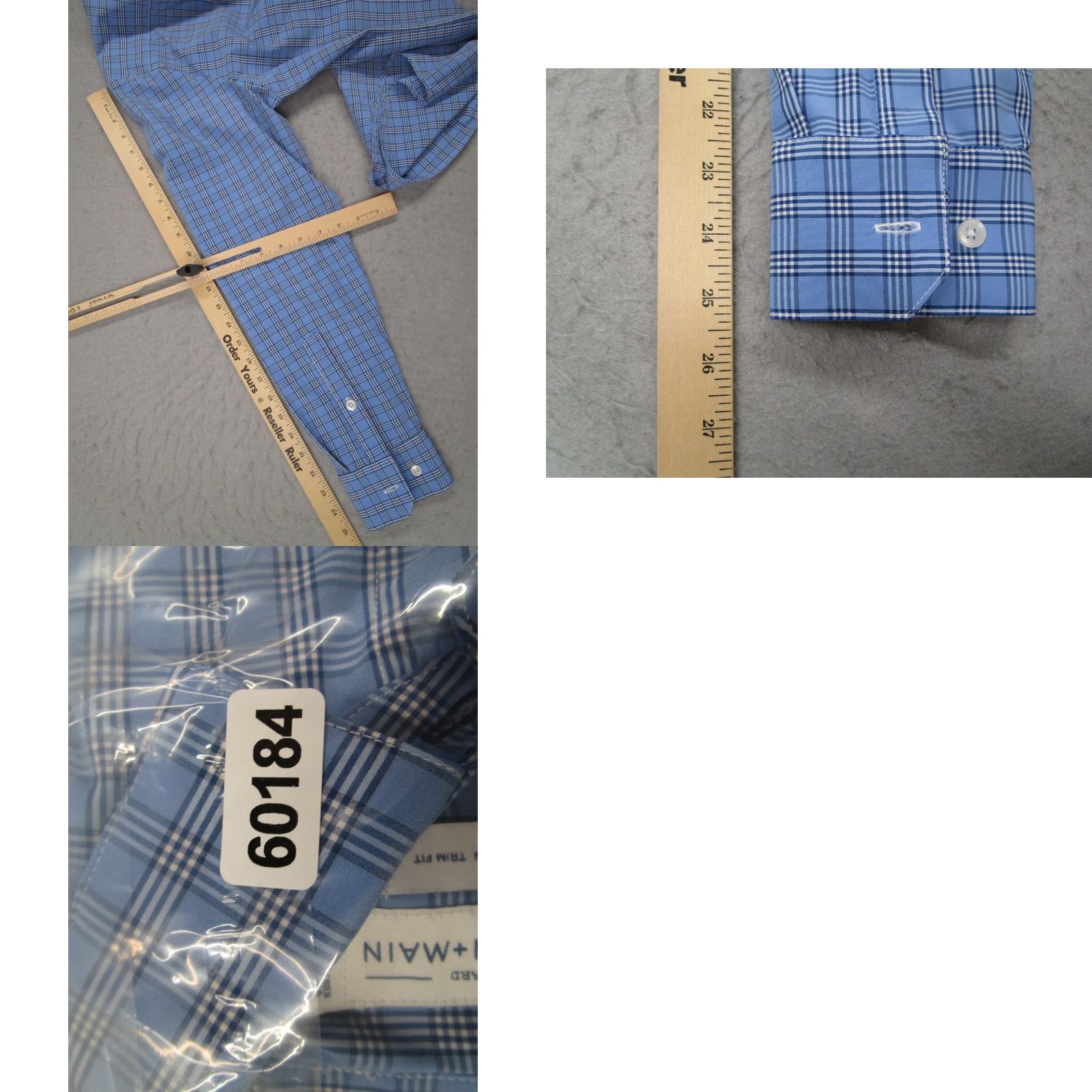 Mizzen+Main Mizzen+Main Shirt Men Medium Blue Leeward Trim Fit Plaid Button Down USA Made Size US M / EU 48-50 / 2 - 8 Thumbnail