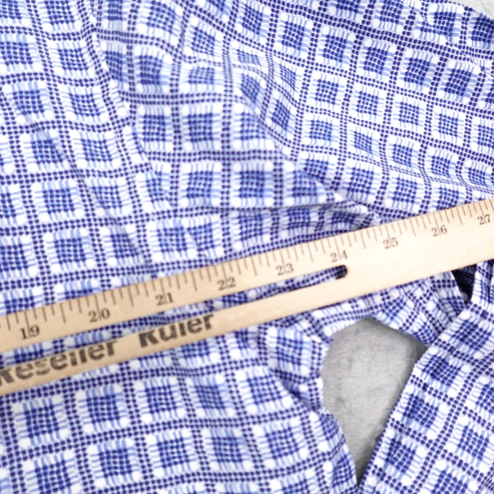 BUGATCHI Bugatchi Uomo Shirt Mens Large Blue Geometric Plaid Button-Up Long Sleeve Cotton Size US L / EU 52-54 / 3 - 6 Thumbnail