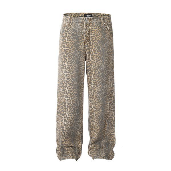 Japanese Brand × Jean American leopard retro street casual loose men's jeans Size US 32 / EU 48 - 1 Thumbnail