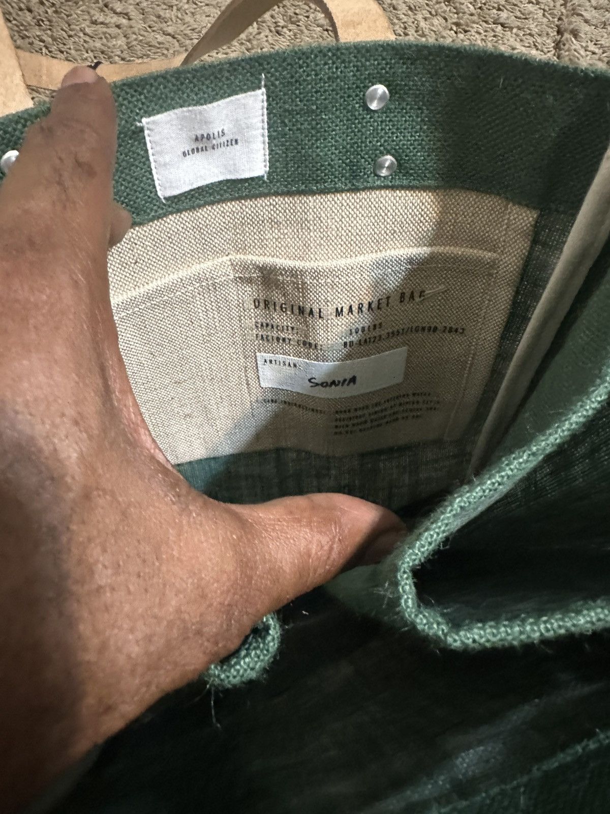 Apolis Apolis Wine Tote in Field Green tote bag Size ONE SIZE - 5 Thumbnail