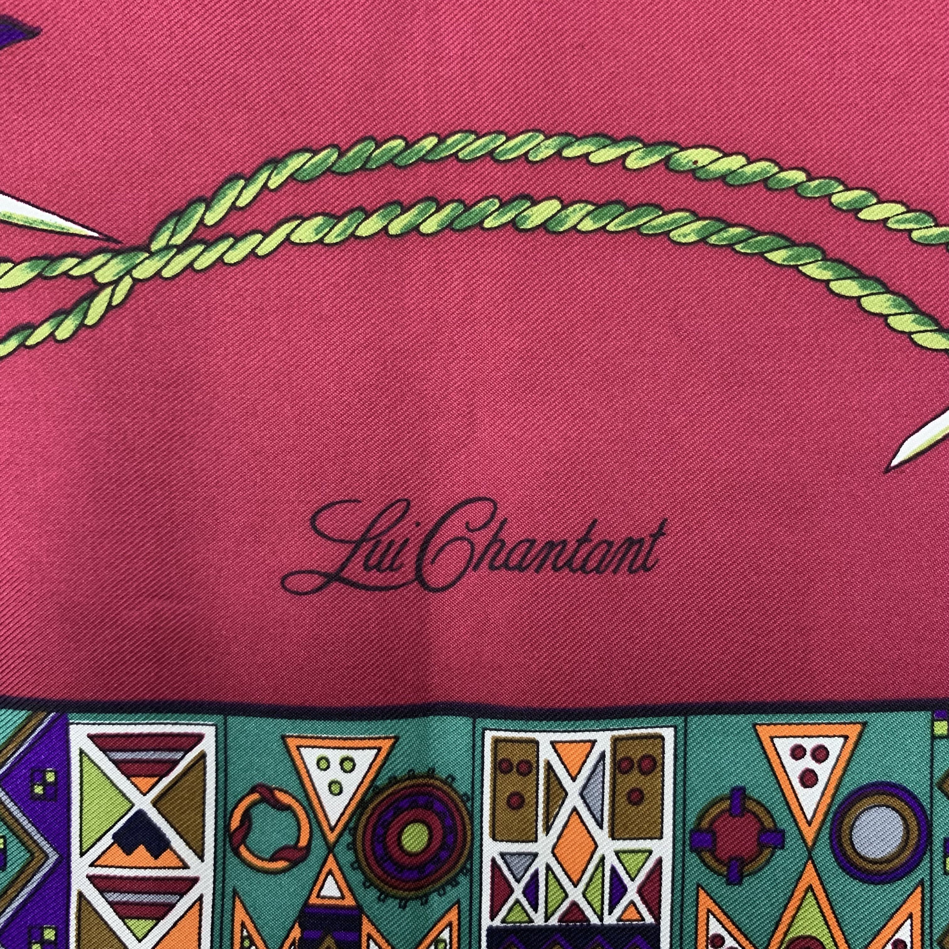 Vintage Lui Chantant silk scarf square foulards A5553 Size ONE SIZE - 4 Thumbnail