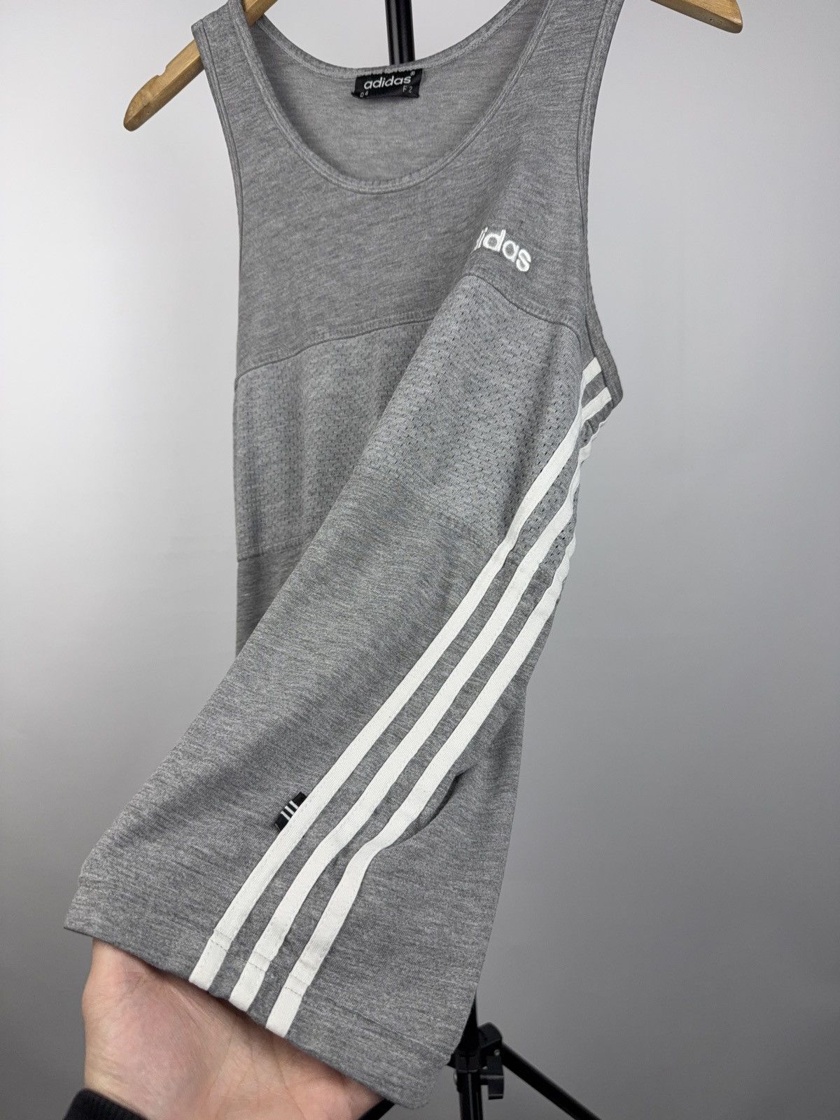 Adidas Vintage 90s Adidas Grey Tank Top 3-Stripes Athletic Singlet Size US S / EU 44-46 / 1 - 4 Thumbnail