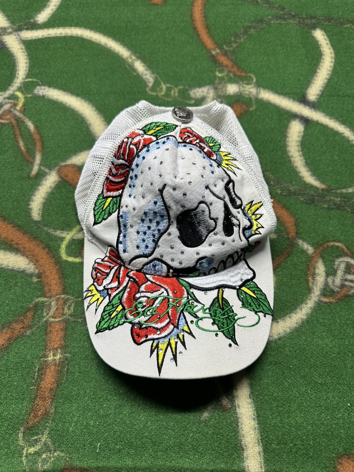 Ed Hardy Ed Hardy Tattoo Y2K Vintage Skull Roses Trucker Hat Size ONE SIZE - 1 Thumbnail