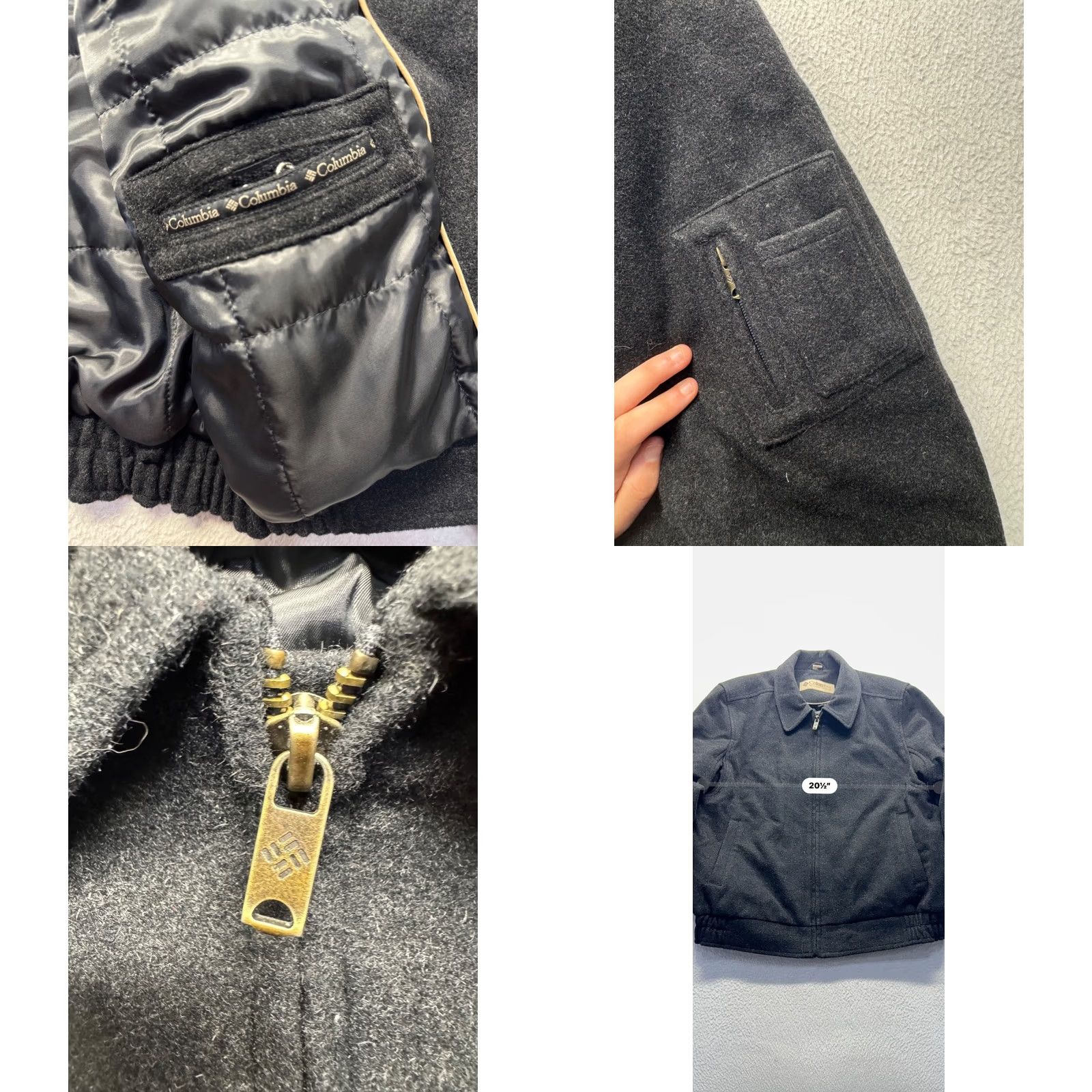 Vintage Columbia Mens Bomber Jacket Wool Blend Gray L Zipper Front Pockets Outdoor Winter Fall Spring Size US L / EU 52-54 / 3 - 8 Thumbnail