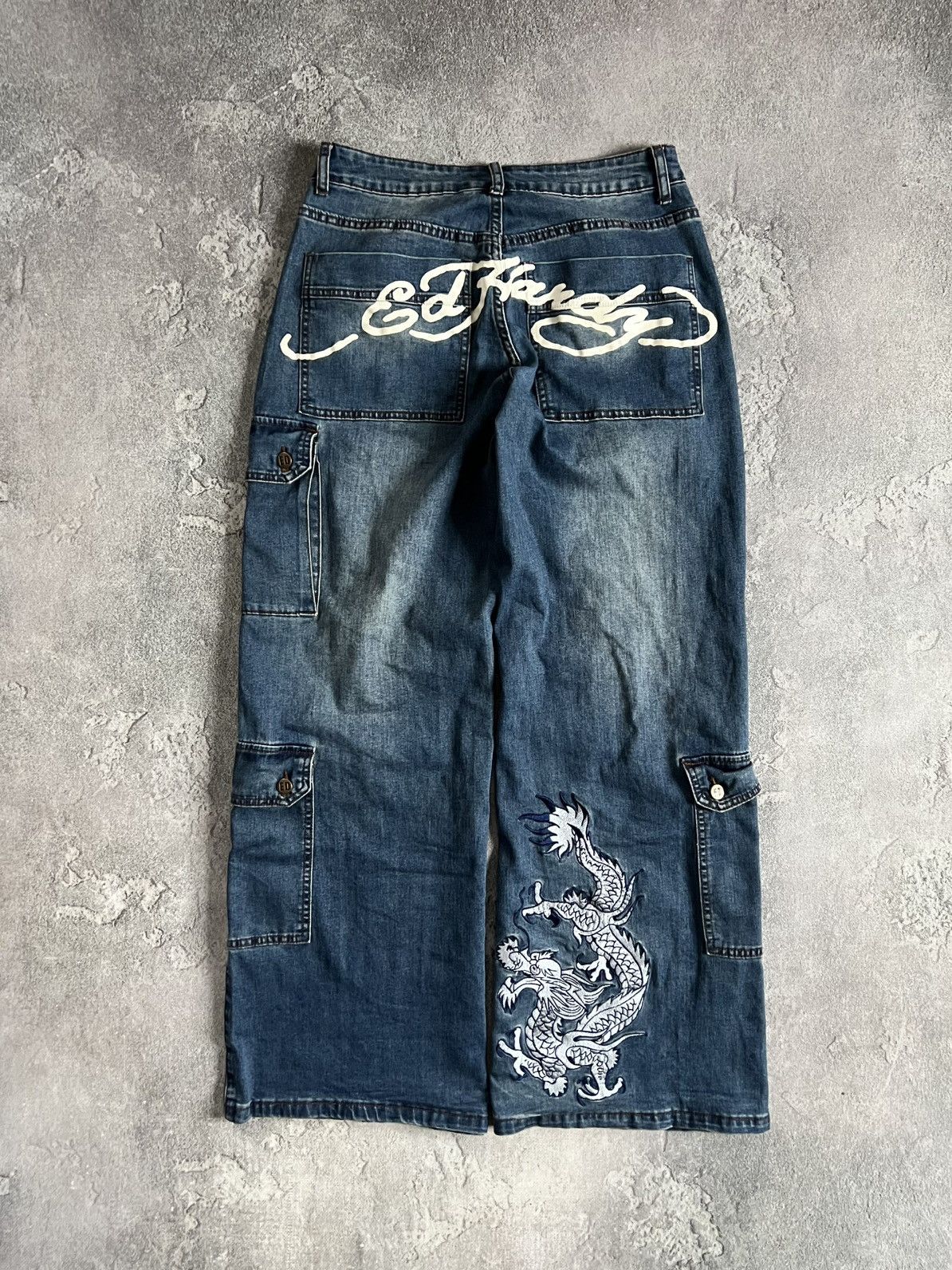 Ed Hardy Ed Hardy X Urban Outfitters Cargo Dragon Logo Denim Jeans S Size US 34 / EU 50 - 1 Thumbnail