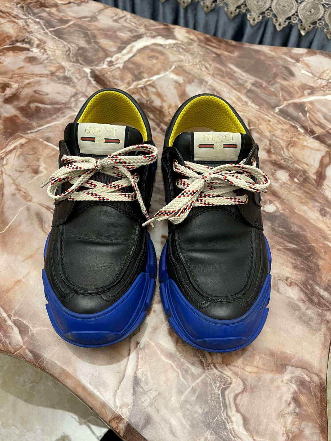 Gucci Gucci Men's GG Monogram Leather Platform Shoes 42 Black/Blue Size US 9 / EU 42 - 2 Thumbnail