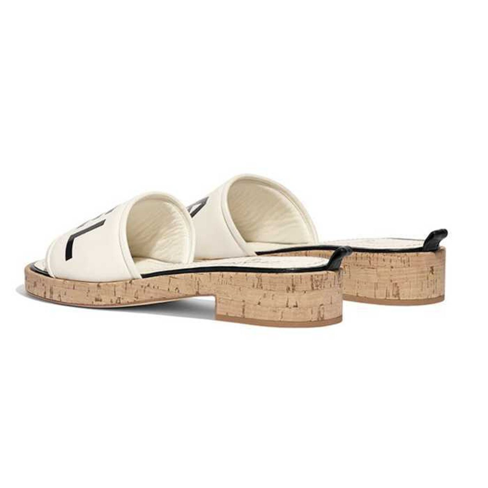Chanel Chanel 19S Ivory Black Letter CC Logo Cork Mules Slide Size US 5 / IT 35 - 10 Thumbnail