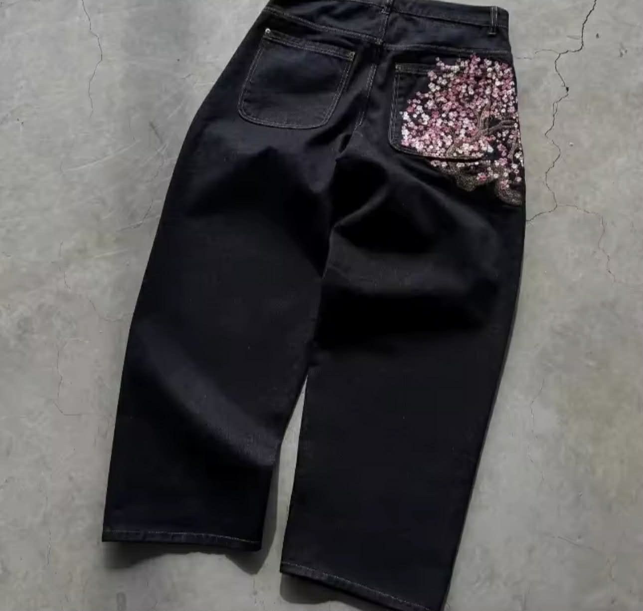 Other Y2K Baggy jeans Cherry Blossom Selvedge Embroidery Denim Size 25" / US 0 / IT 36 - 1 Thumbnail