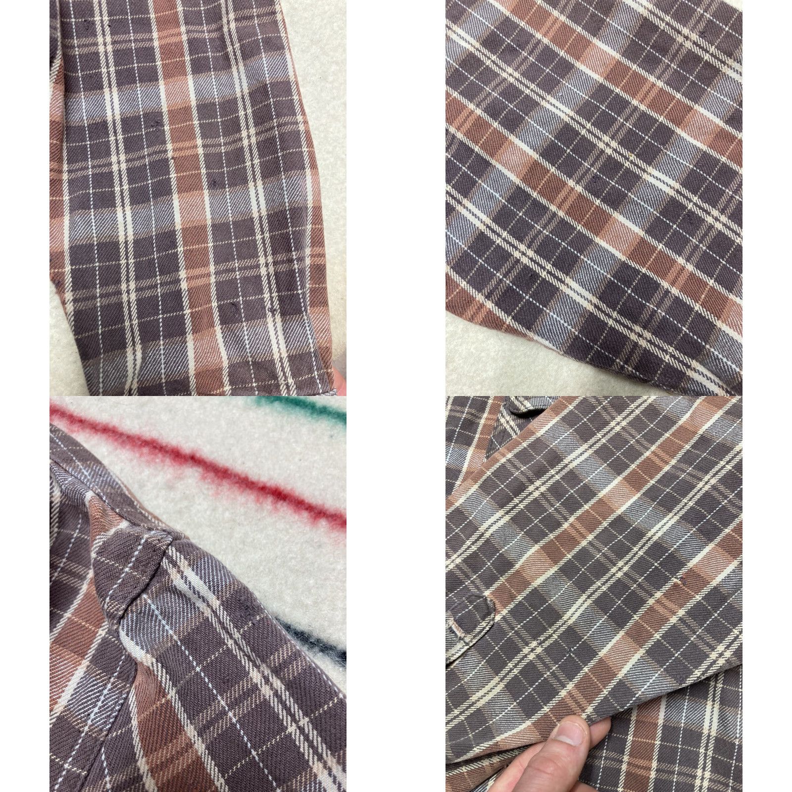 Doublet VINTAGE Pocket Plaid Shirt Mens XL 90s Beige Heavy Cotton Button-Up Long Sleeve Double Pocket T8 Size US XL / EU 56 / 4 - 8 Thumbnail