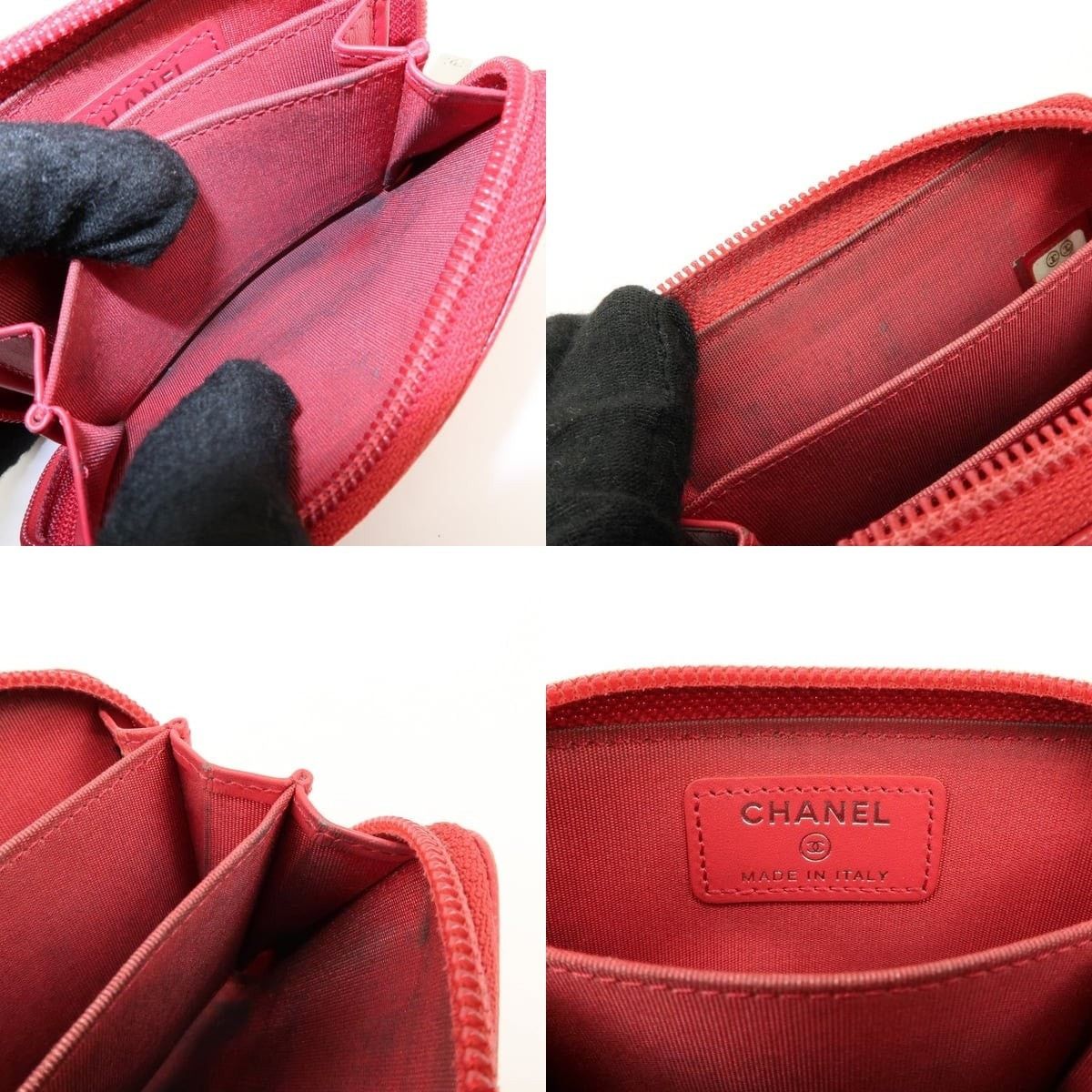 Chanel Chanel CC Logo Caviar Leather Coin Purse Red Size ONE SIZE - 7 Thumbnail