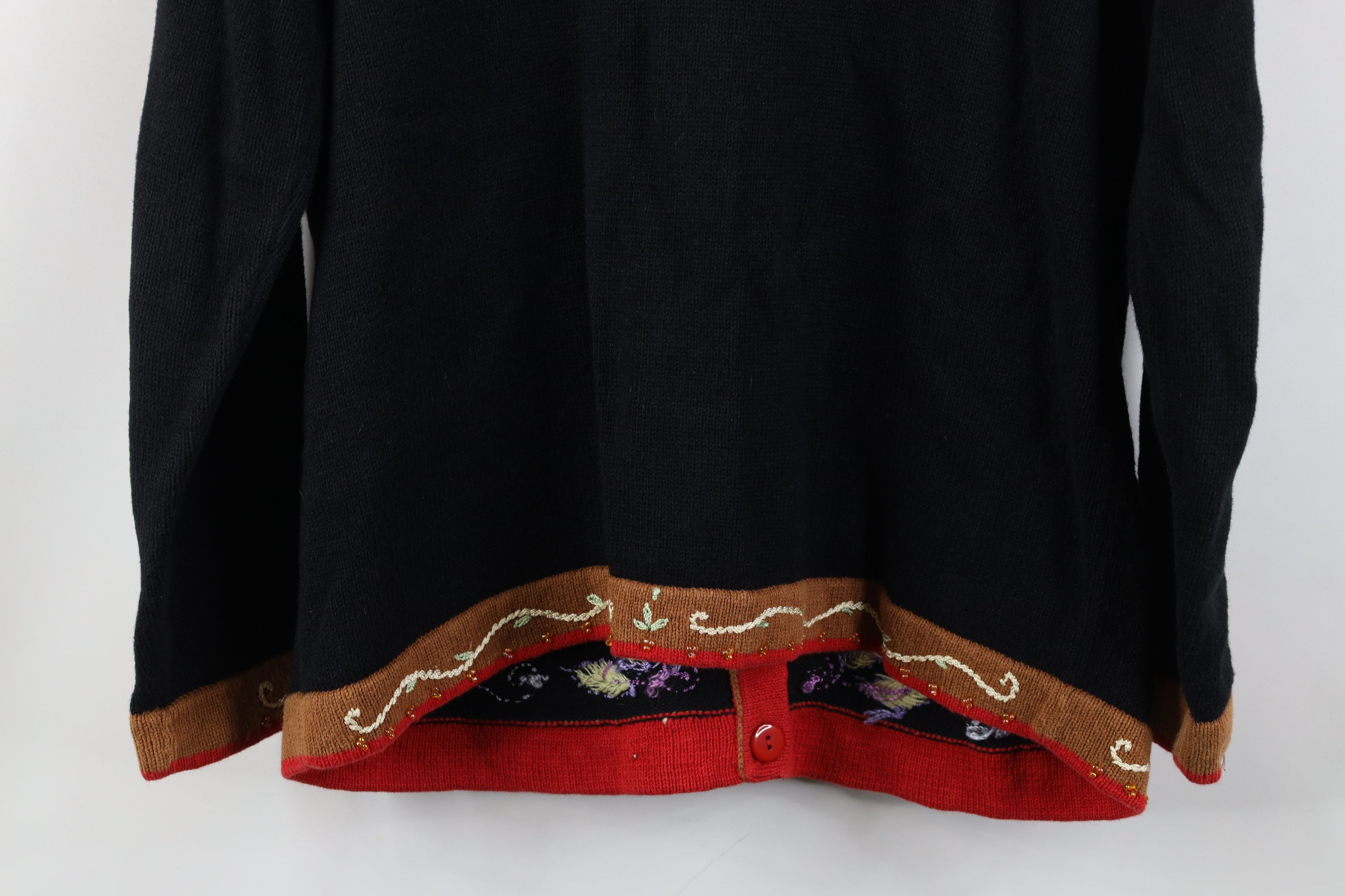 Vintage Vintage 90s Streetwear Embroidered Chicken Cardigan Sweater Size L / US 10 / IT 46 - 16 Thumbnail