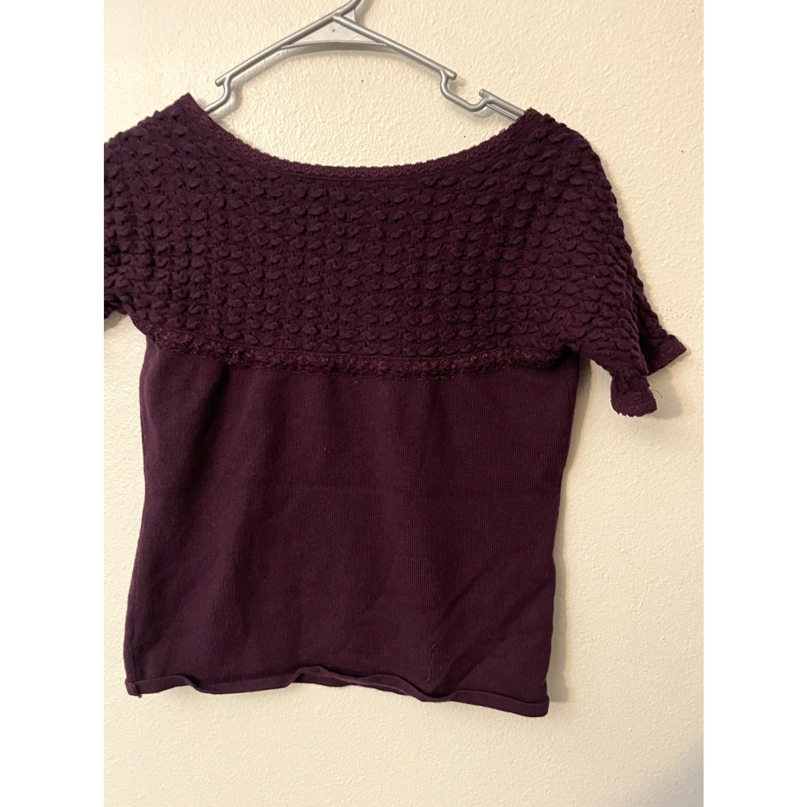 Saks Fifth Avenue VINTAGE Saks Fifth Avenue Blouse Shirt Maroon Square Neck Short Sleeve L Womens Size L / US 10 / IT 46 - 3 Thumbnail