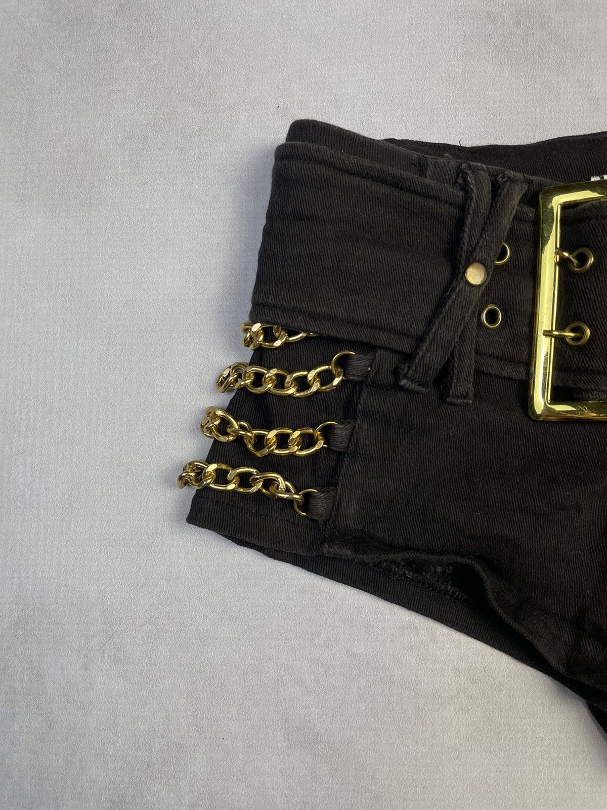 Japanese Brand Y2k Stella D.i.a Style Gold Chain Belted Gyaru Micro Shorts Size 25" / US 0 / IT 36 - 4 Thumbnail