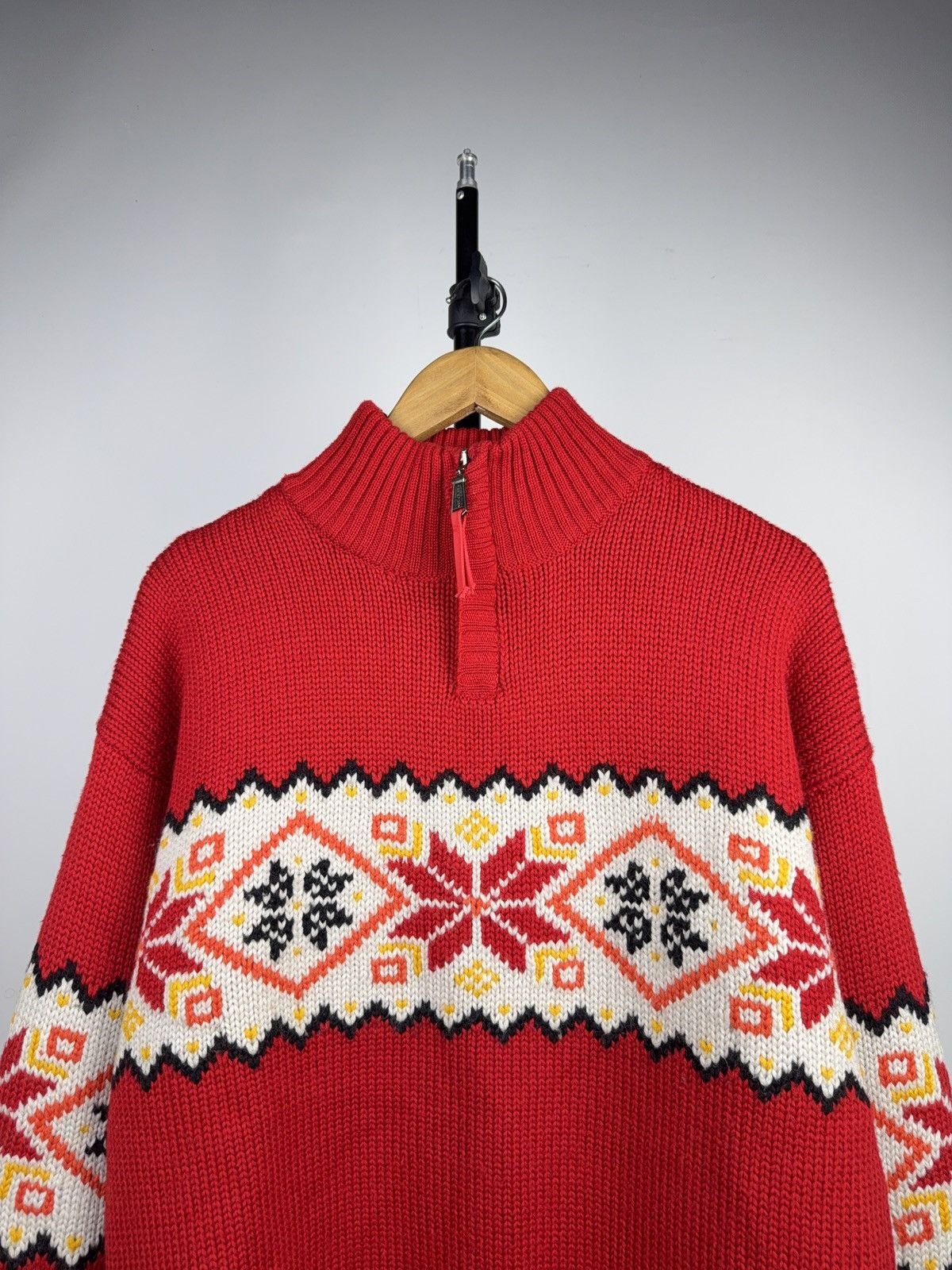 Vintage 00s Retro Rescue SOS Nordic Wool Zip Ski Sweater Red Size US XL / EU 56 / 4 - 2 Thumbnail