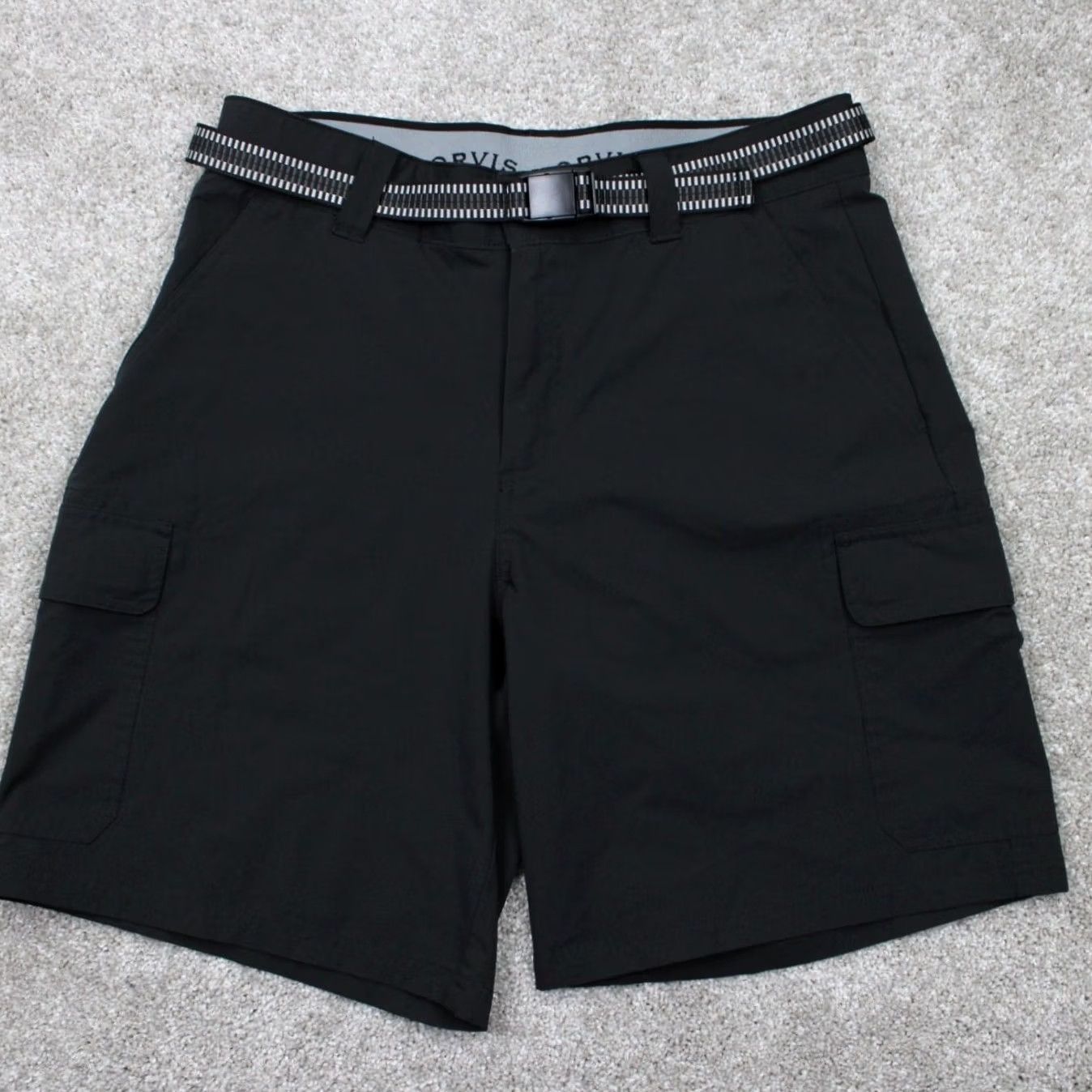 Orvis Orvis Mens 32 Black Belted Cargo Polyester Zip Pocket 9" Inseam Shorts Size US 32 / EU 48 - 2 Thumbnail