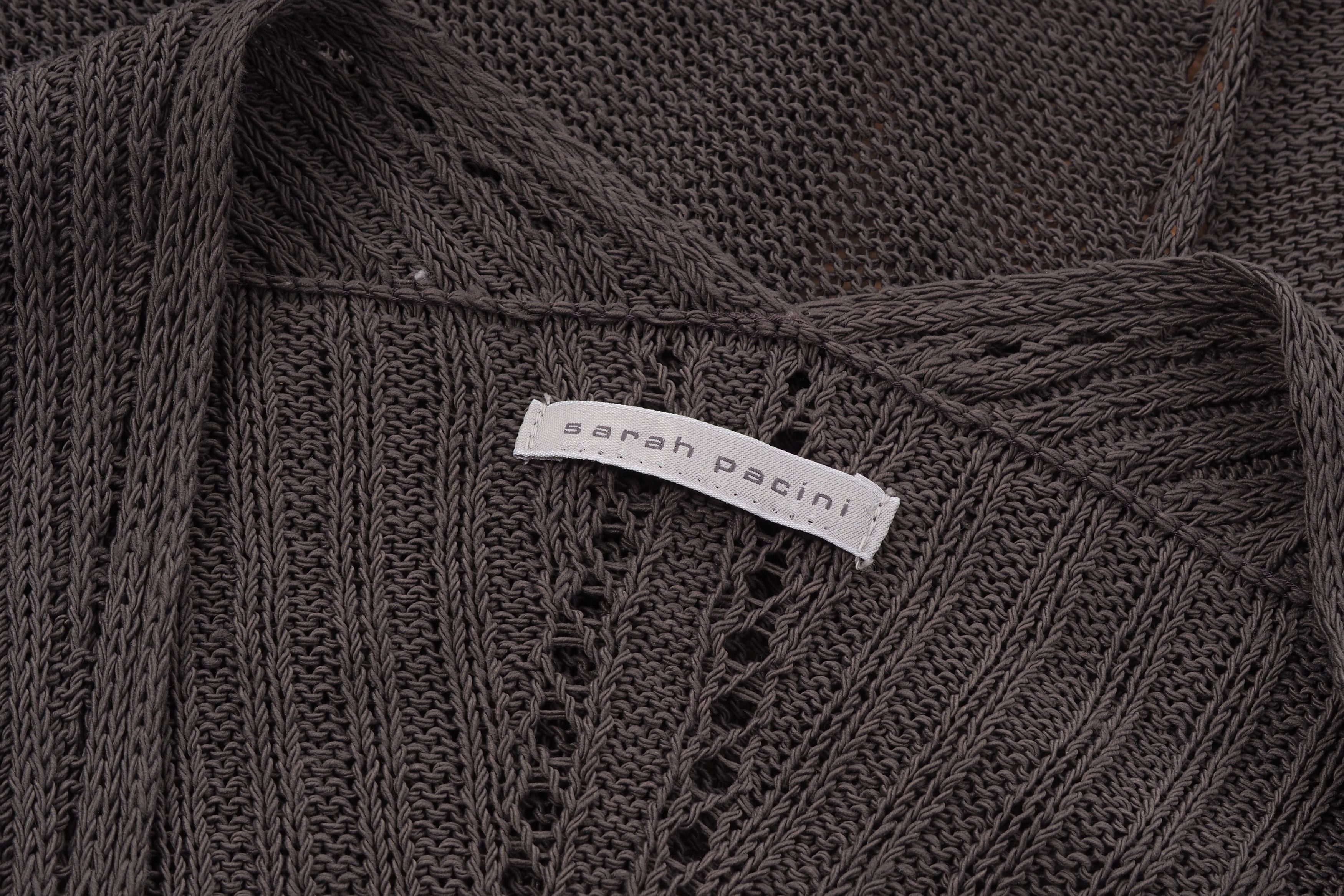 Sarah Pacini Vintage Dark Beige Long Cape Cardigan