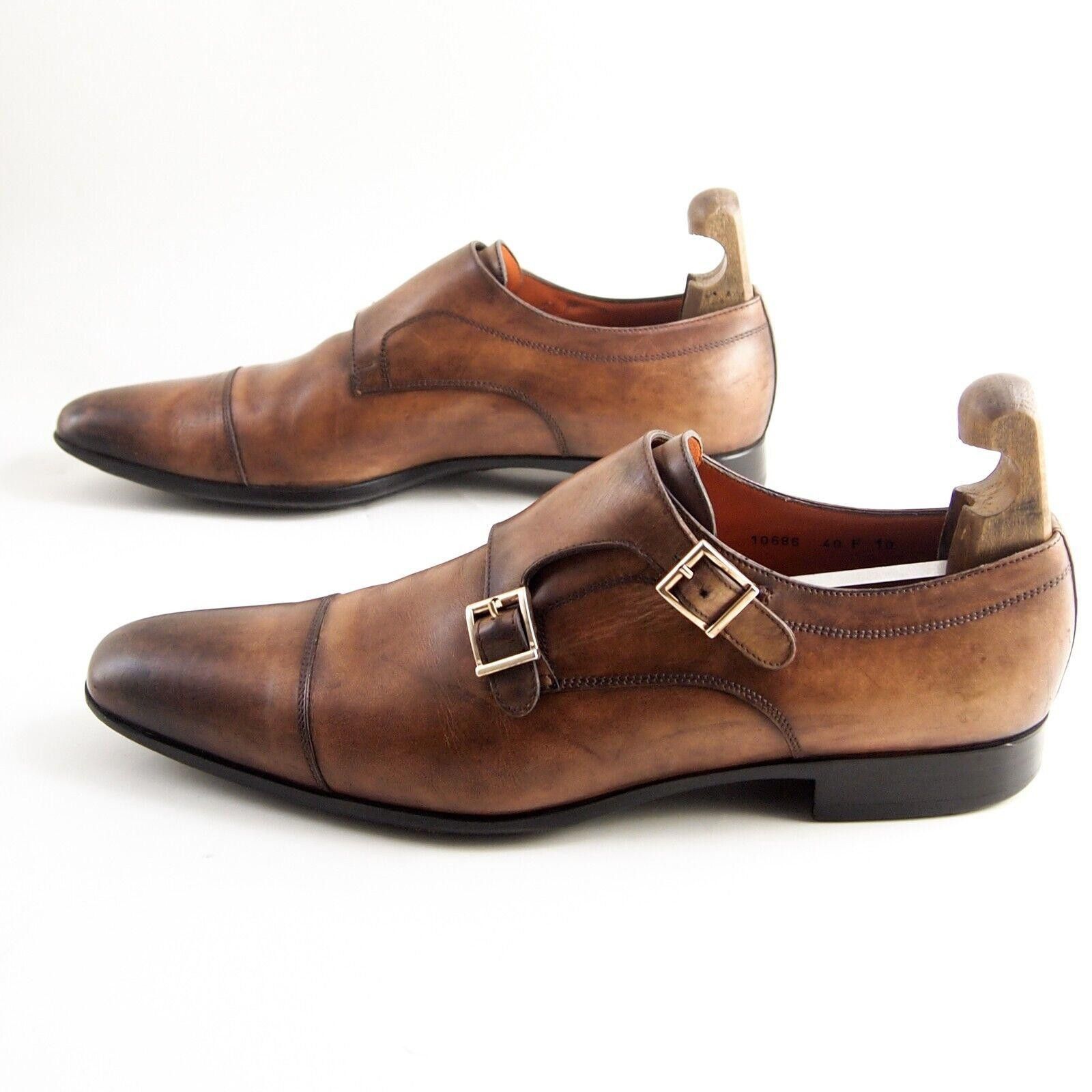 Santoni Santoni Double Monks Brown Leather US 11 E EU 44 F Size US 11 / EU 44 - 2 Thumbnail