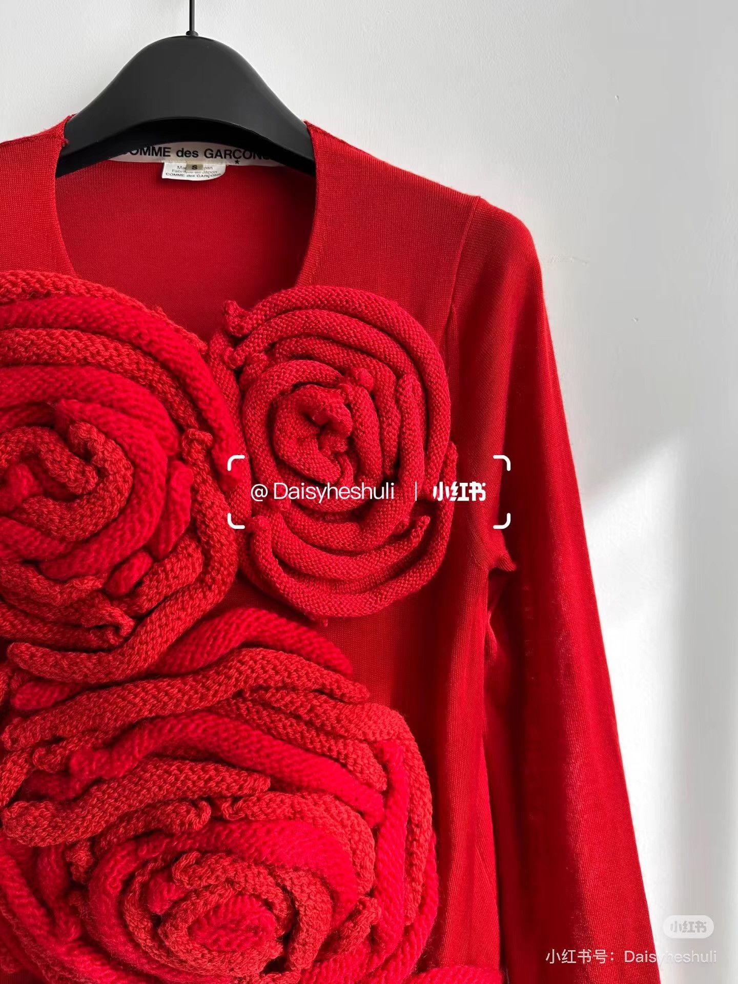 Comme des Garcons Comme des Garçons CDG Main Line Rose Floral Knit Sweater Ｑ24 Size S / US 4 / IT 40 - 7 Thumbnail