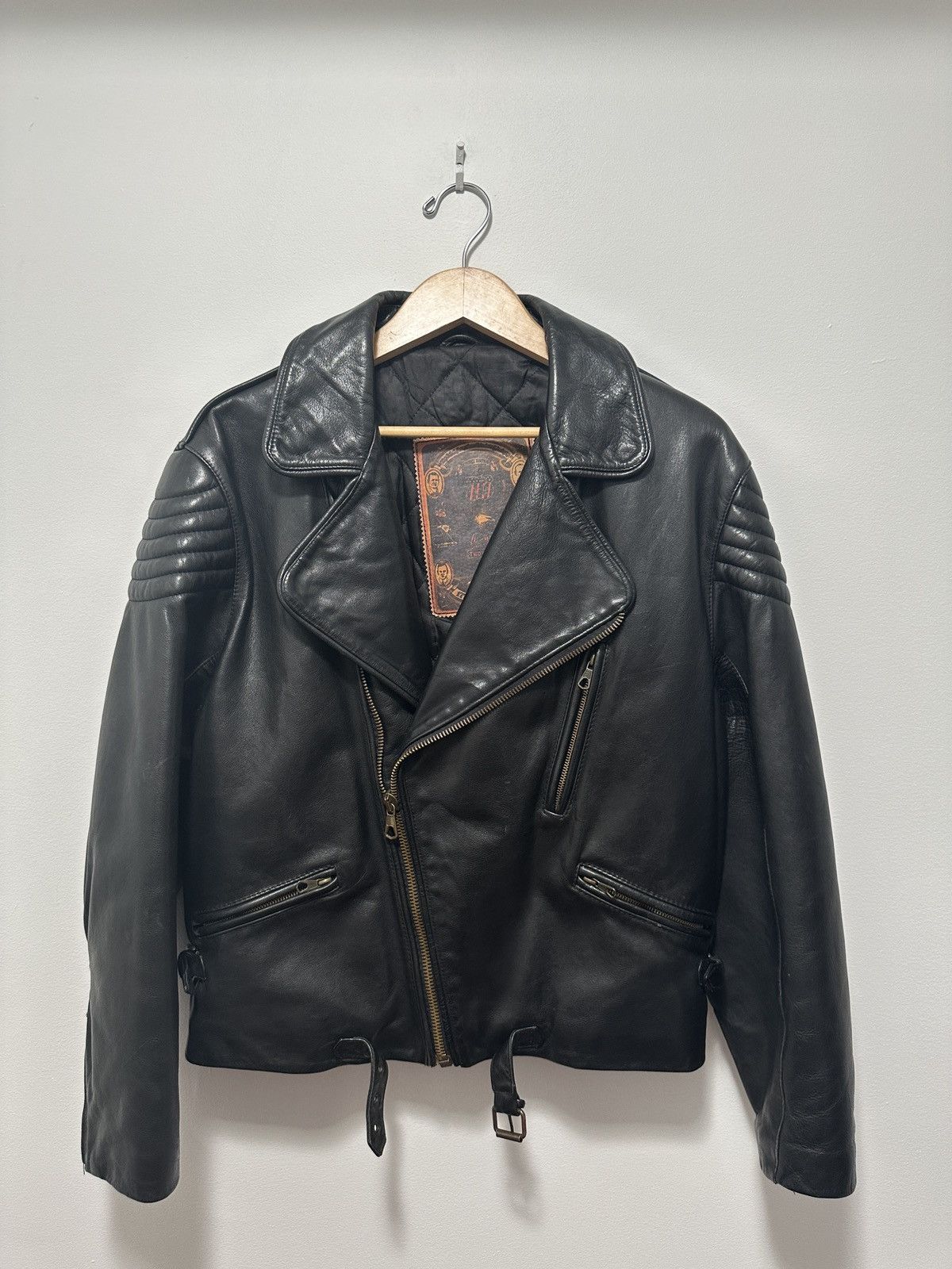 Genuine Leather × Vintage Vintage 70s Leather Biker Jacket Size US M / EU 48-50 / 2 - 2 Thumbnail