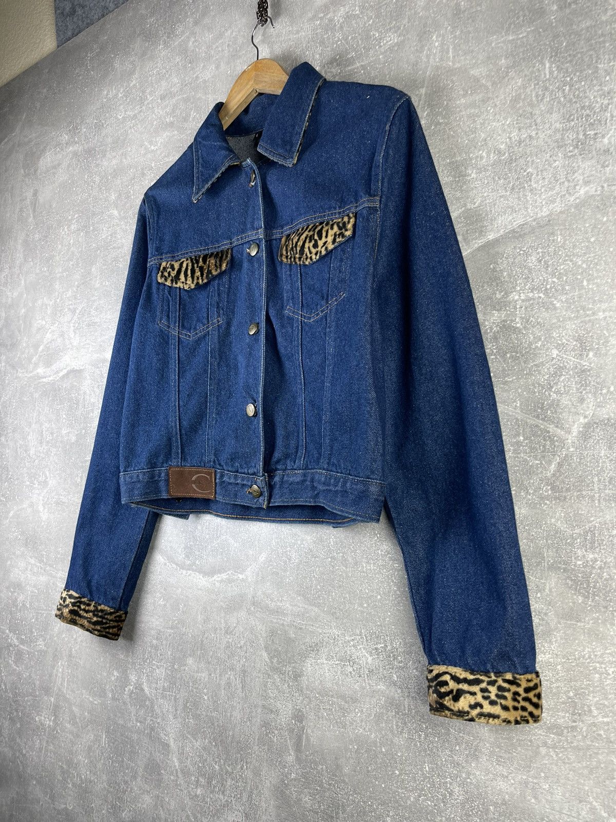 Just Cavalli Roberto Just Cavalli Vintage Denim Leopard Trim Blue Jacket Size L / US 10 / IT 46 - 2 Thumbnail