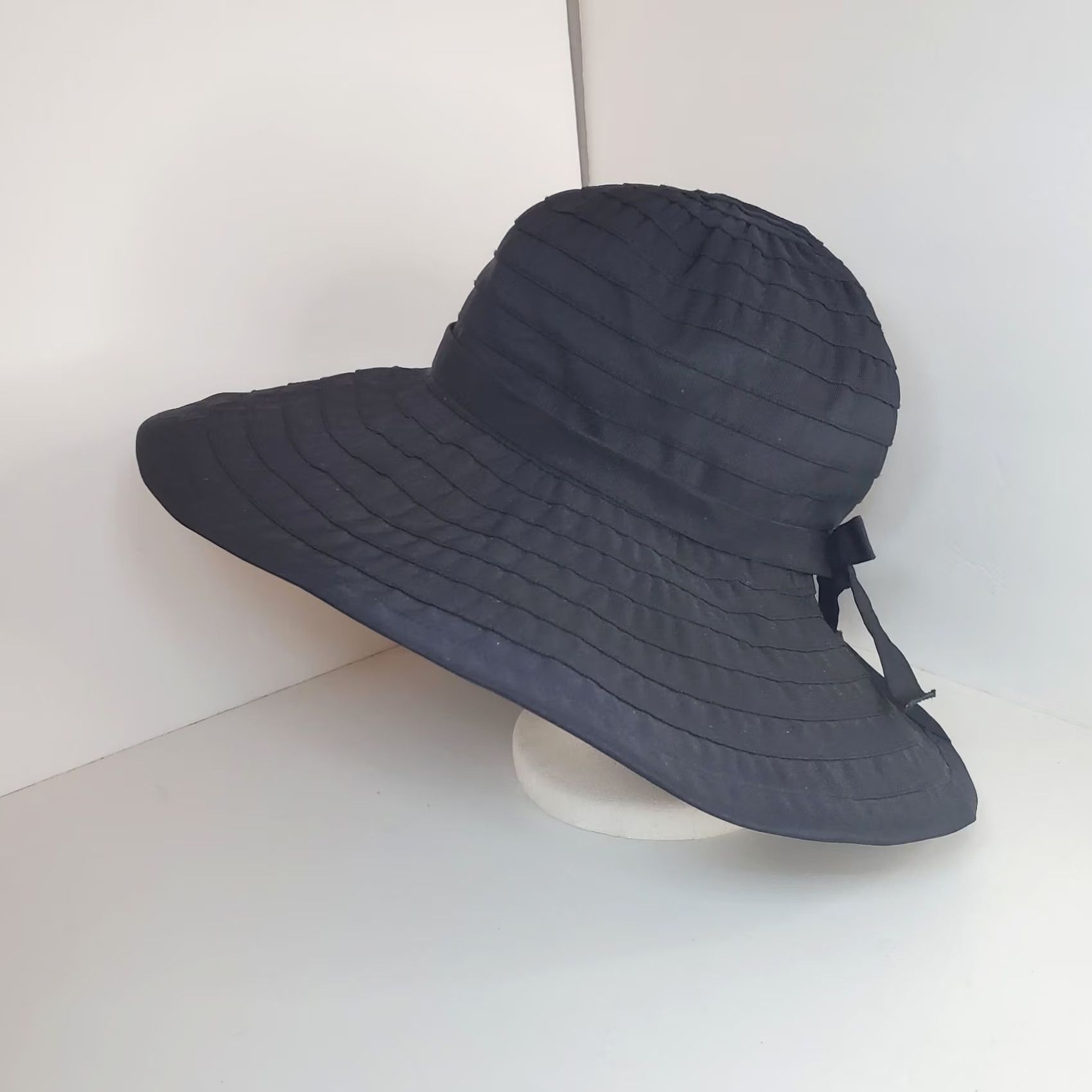 Vintage San Diego Hat Co. Womens Sun Hat Black Ribbon Wide Brim OSFM Packable Lightweight UPF Protection Summer Beach Outdoor Women's Size ONE SIZE - 3 Thumbnail