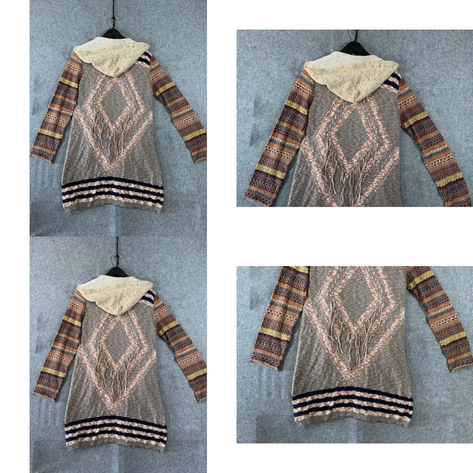 BKE BKE Buckle Sweater Mens M Brown Knit Aztec Tribal Open Front Hooded Cardigan Size US M / EU 48-50 / 2 - 8 Thumbnail