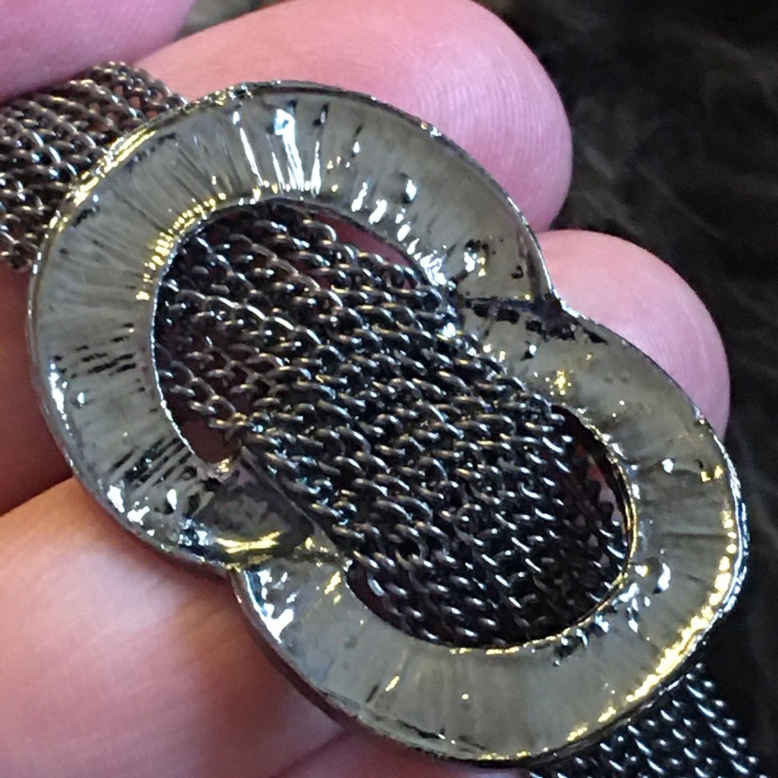 Jewelry Multi strand chrome chain stone pendant necklace Size ONE SIZE - 7 Thumbnail