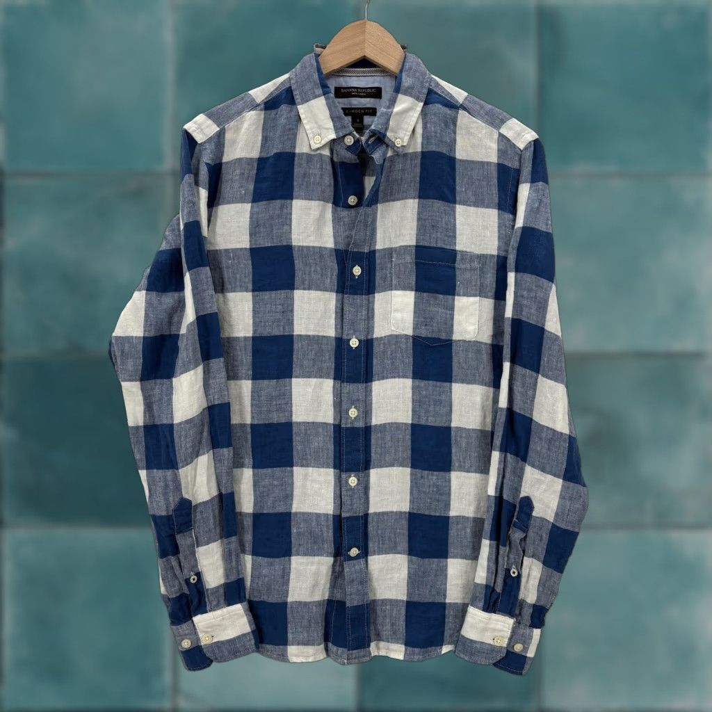 Banana Republic Banana Republic Shirt Mens Small Blue Buffalo Check Long Sleeve Linen Camden Fit Shirt Mens Small Blue Plaid Casual Slim Button-Up Linen Cam​den Fit Size US S / EU 44-46 / 1 - 1 Thumbnail