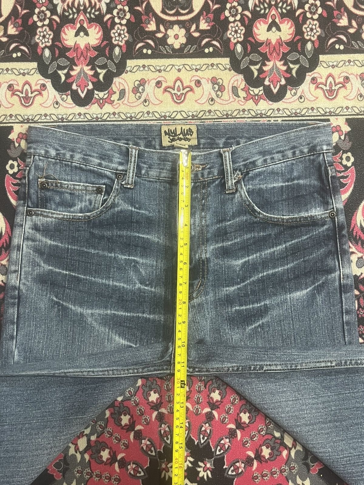 Japanese Brand Vintage Nylaus Floral Boho Patchwork Distressed Whisker Jean Size US 32 / EU 48 - 11 Thumbnail