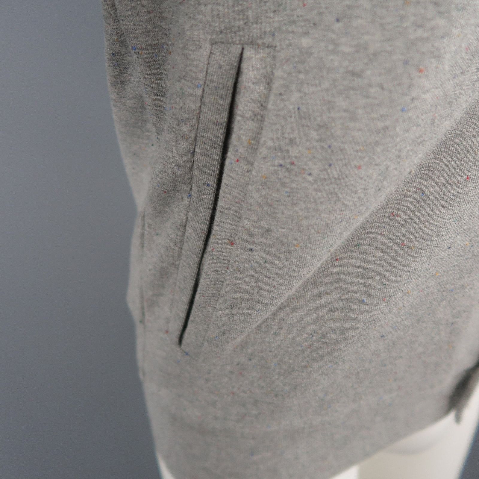 S Heather Gray Speckled Jersey Button Up Collared Jacket