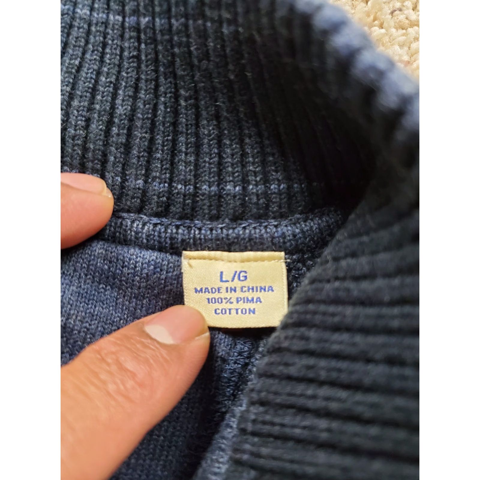 Tommy Bahama Tommy Bahama Sweater Mens Large Navy Blue Quarter Zip Pullover Diamond Knit 100% Pima Cotton Lightweight Classic Preppy Knit - Mens? Size US L / EU 52-54 / 3 - 5 Thumbnail
