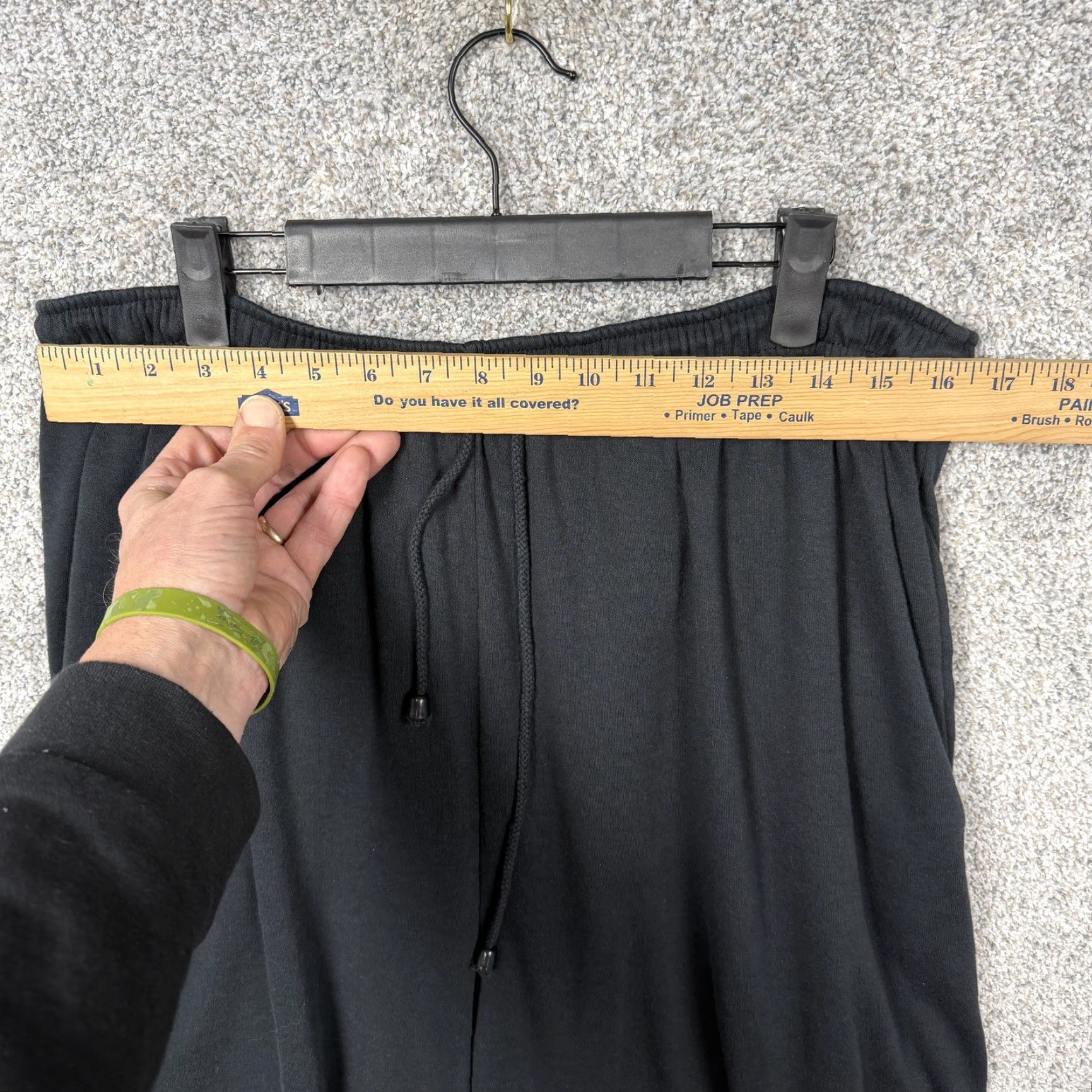 Vintage Woman Within Sweatpants Women L 33x30 Black Wide Leg Drawstring Lounge Lagenlook Size 36" / US 14 / IT 50 - 2 Thumbnail